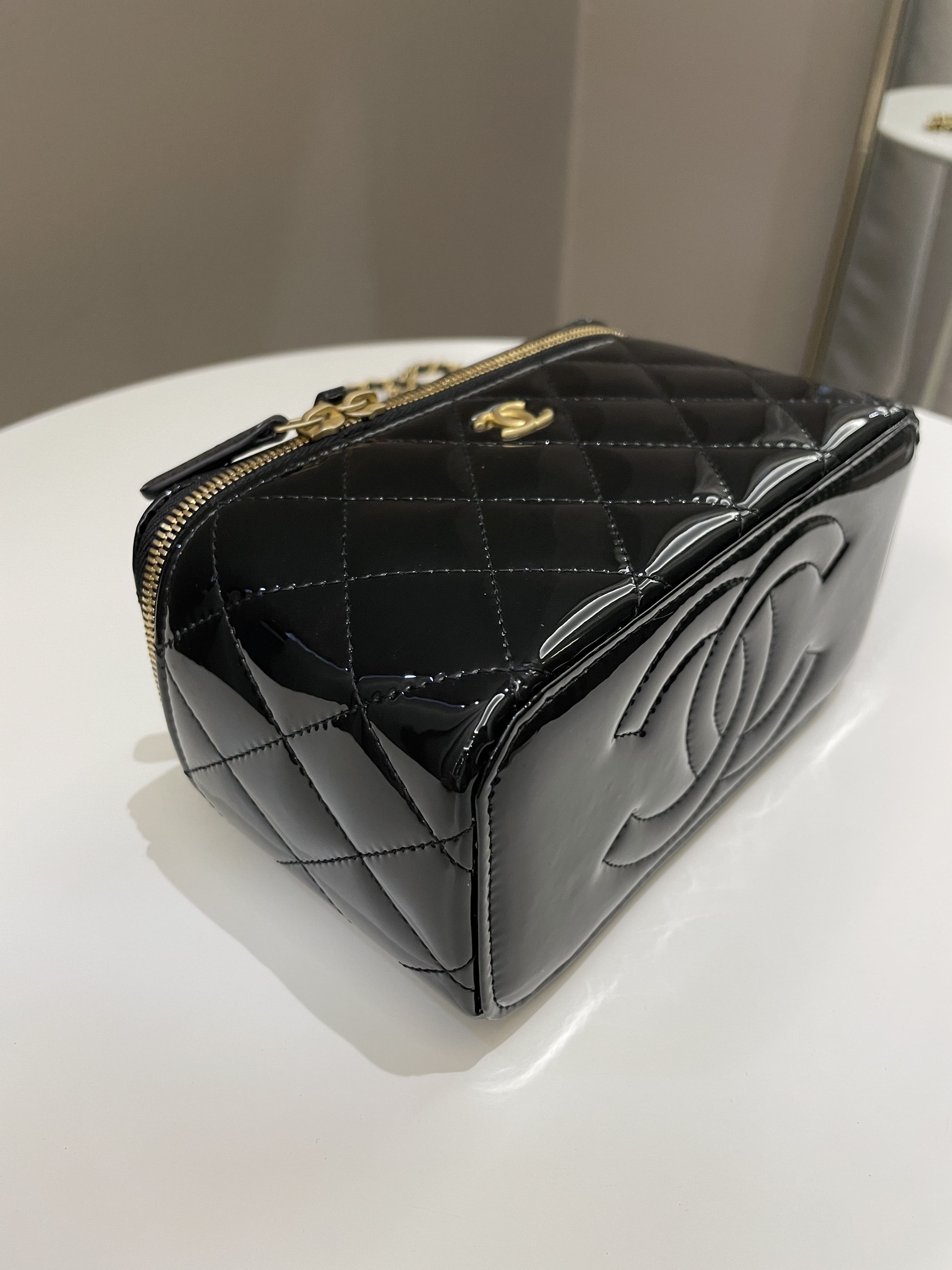 Chanel Quilted Coco Mini Vanity Rectangular Black Patent