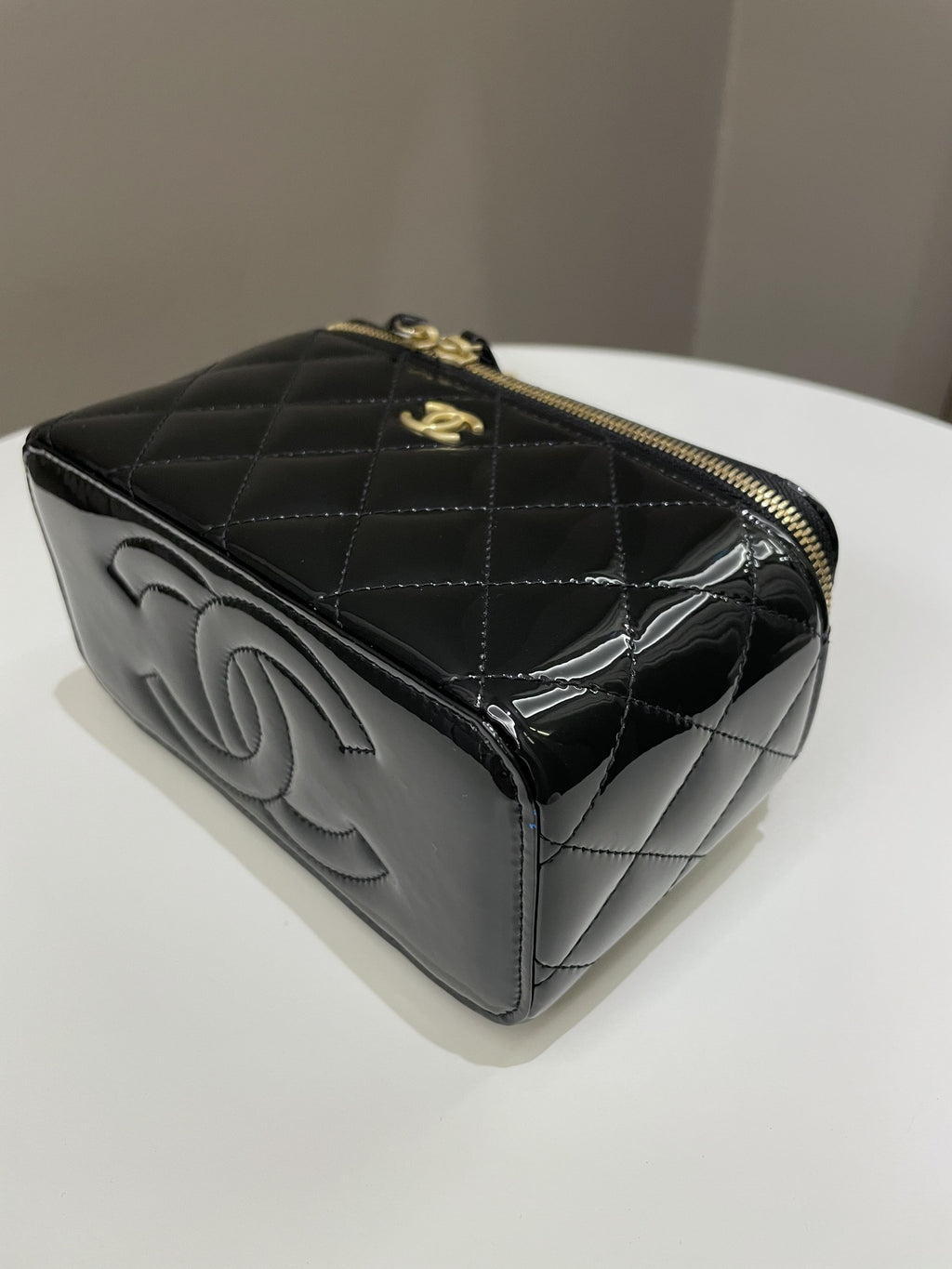 Chanel Quilted Coco Mini Vanity Rectangular Black Patent