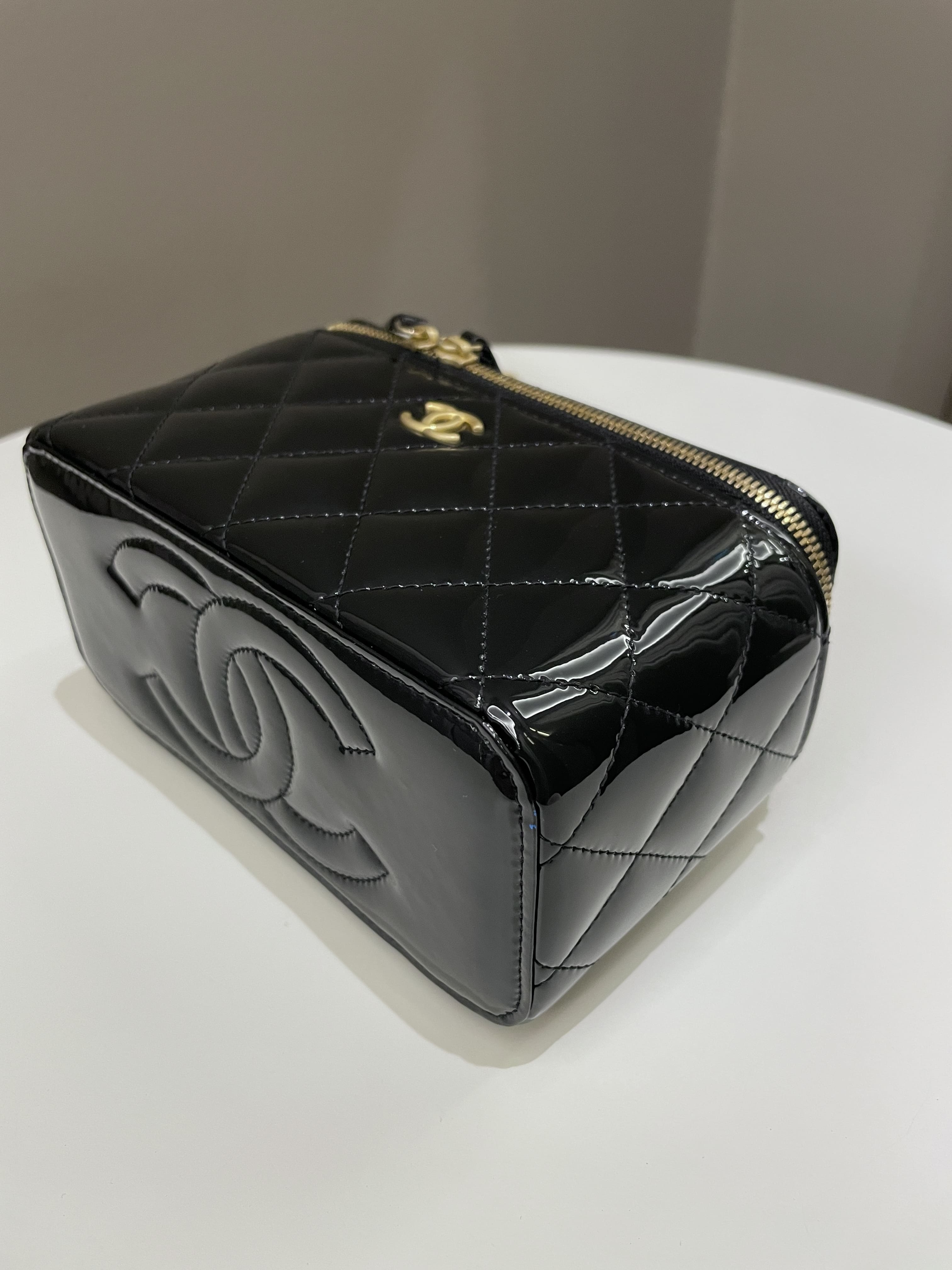 Chanel Quilted Coco Mini Vanity Rectangular Black Patent
