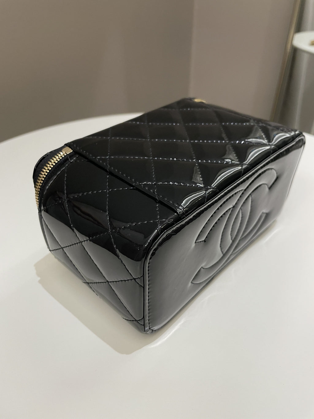 Chanel Quilted Coco Mini Vanity Rectangular Black Patent