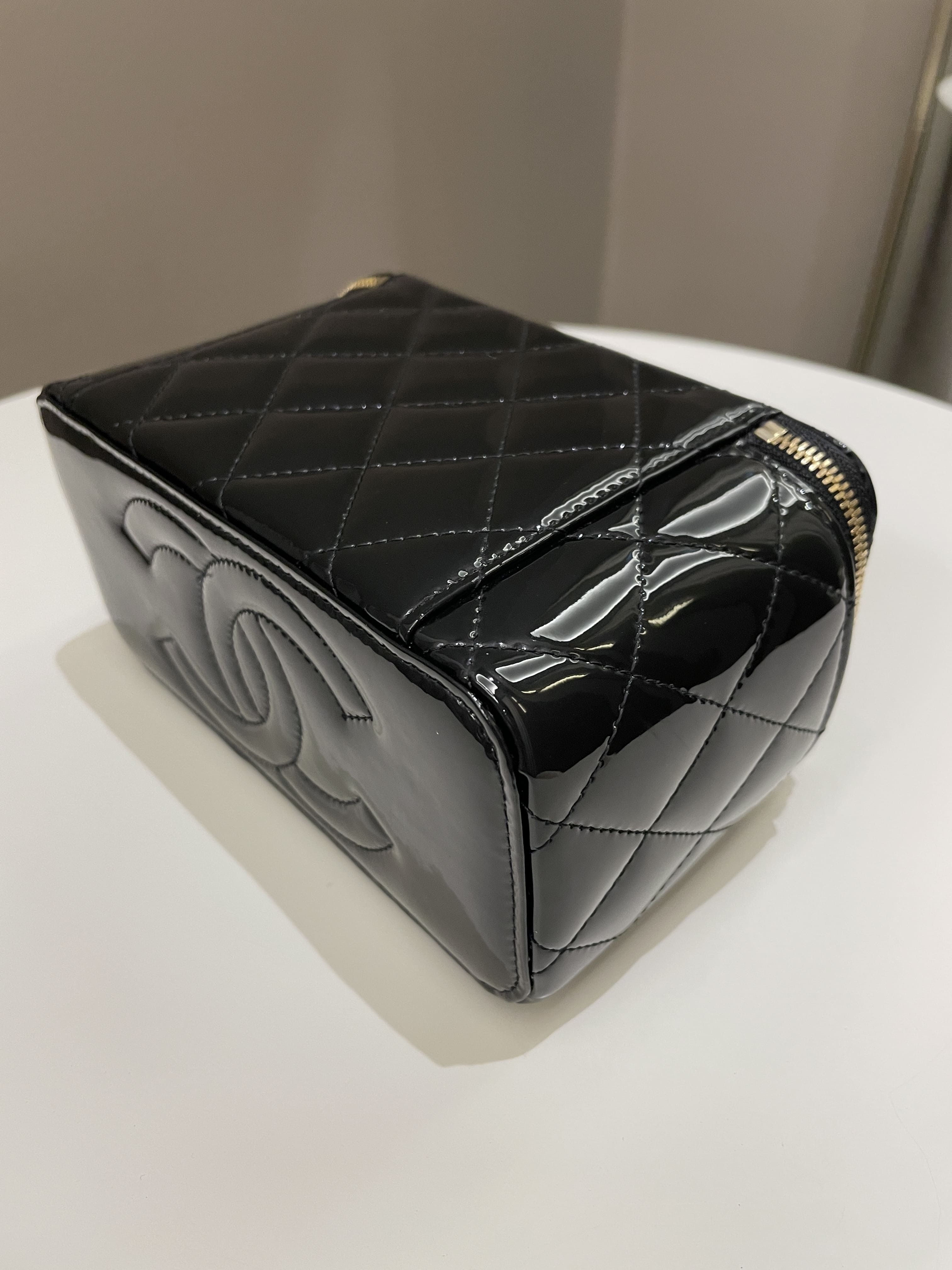 Chanel Quilted Coco Mini Vanity Rectangular Black Patent