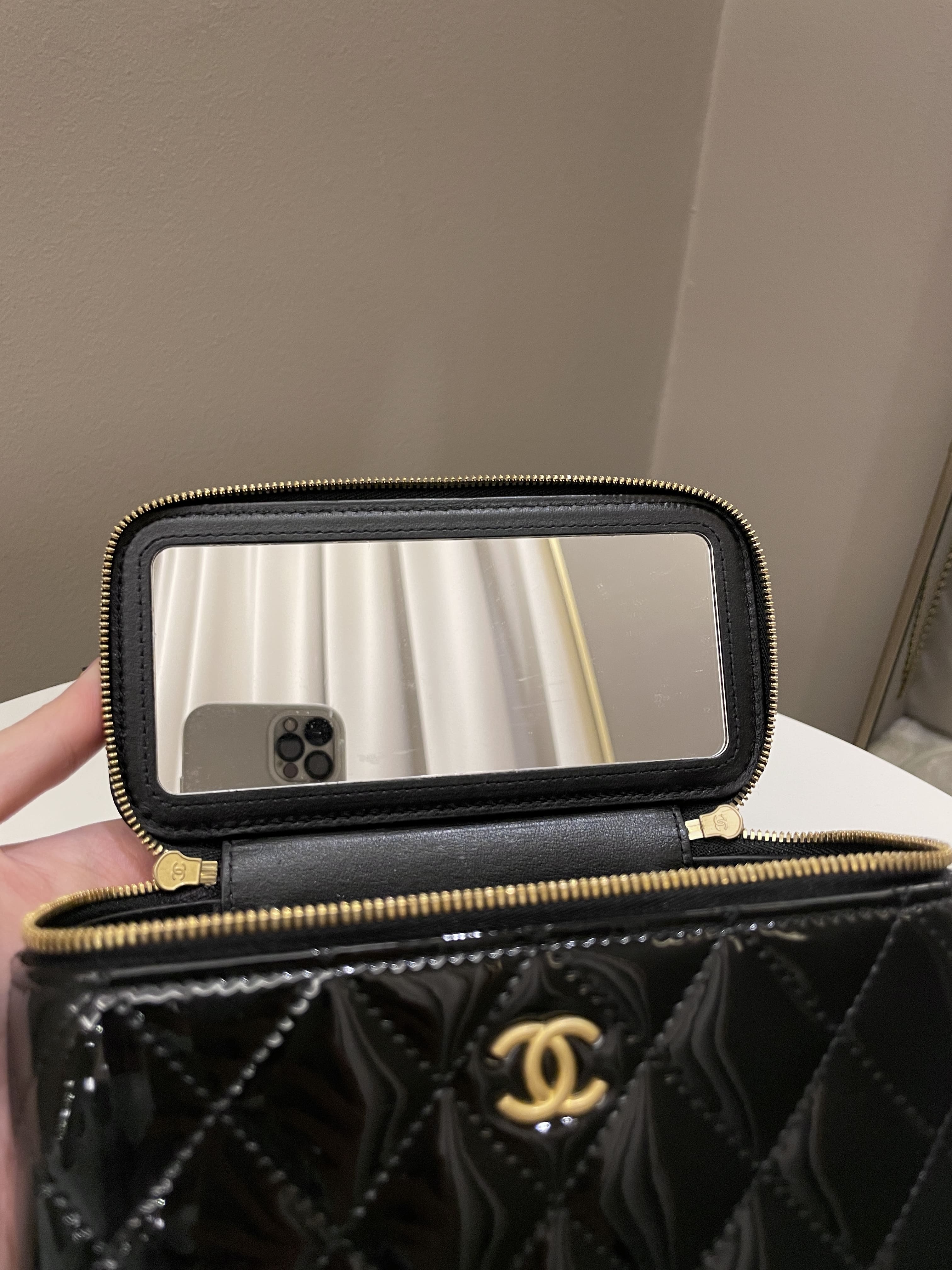 Chanel Quilted Coco Mini Vanity Rectangular Black Patent