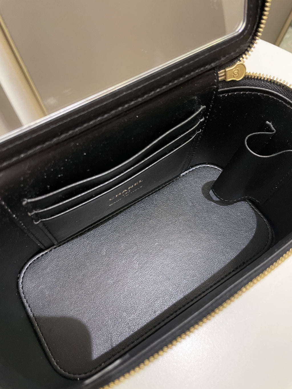 Chanel Quilted Coco Mini Vanity Rectangular Black Patent