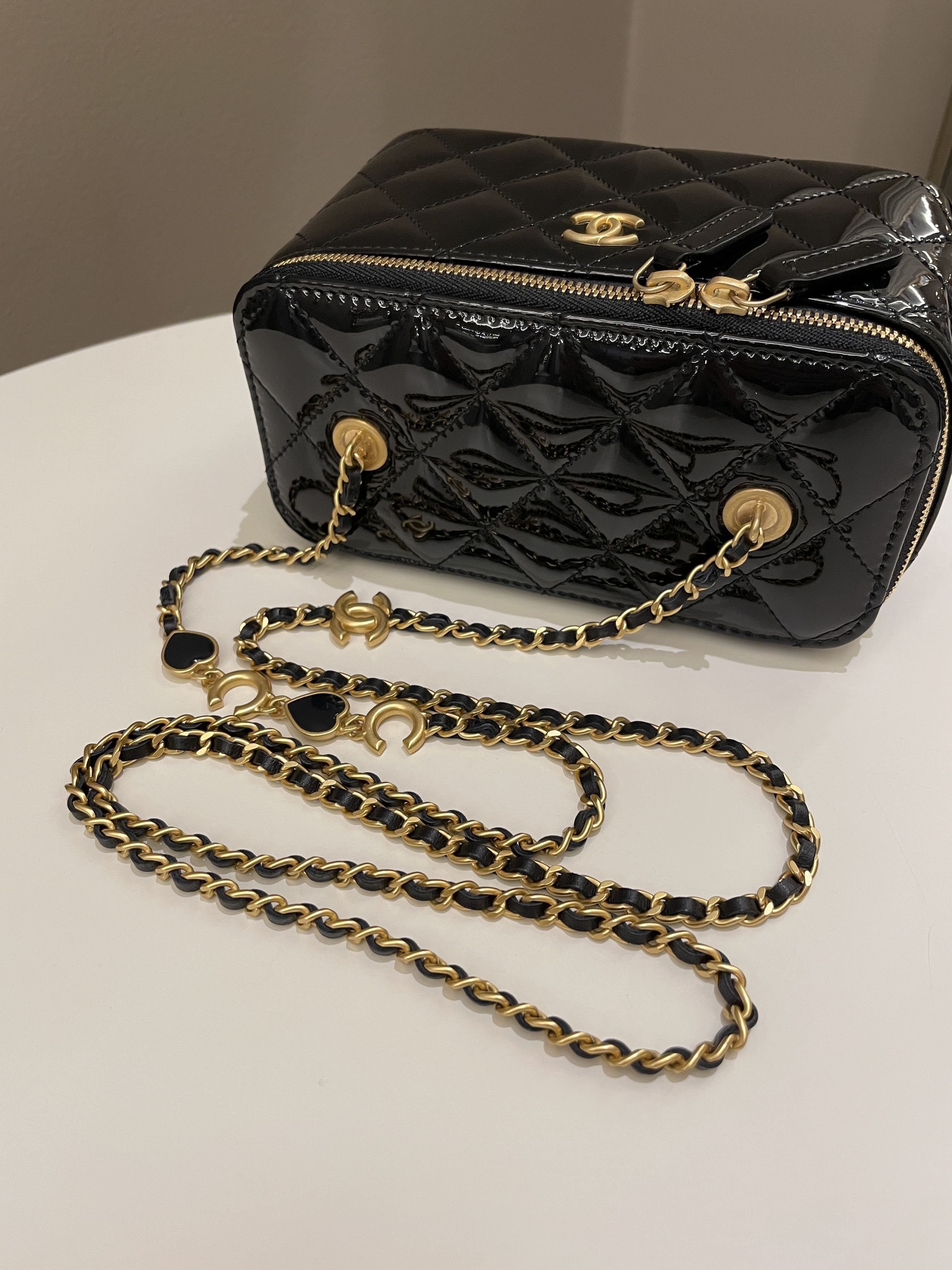 Chanel Quilted Coco Mini Vanity Rectangular Black Patent