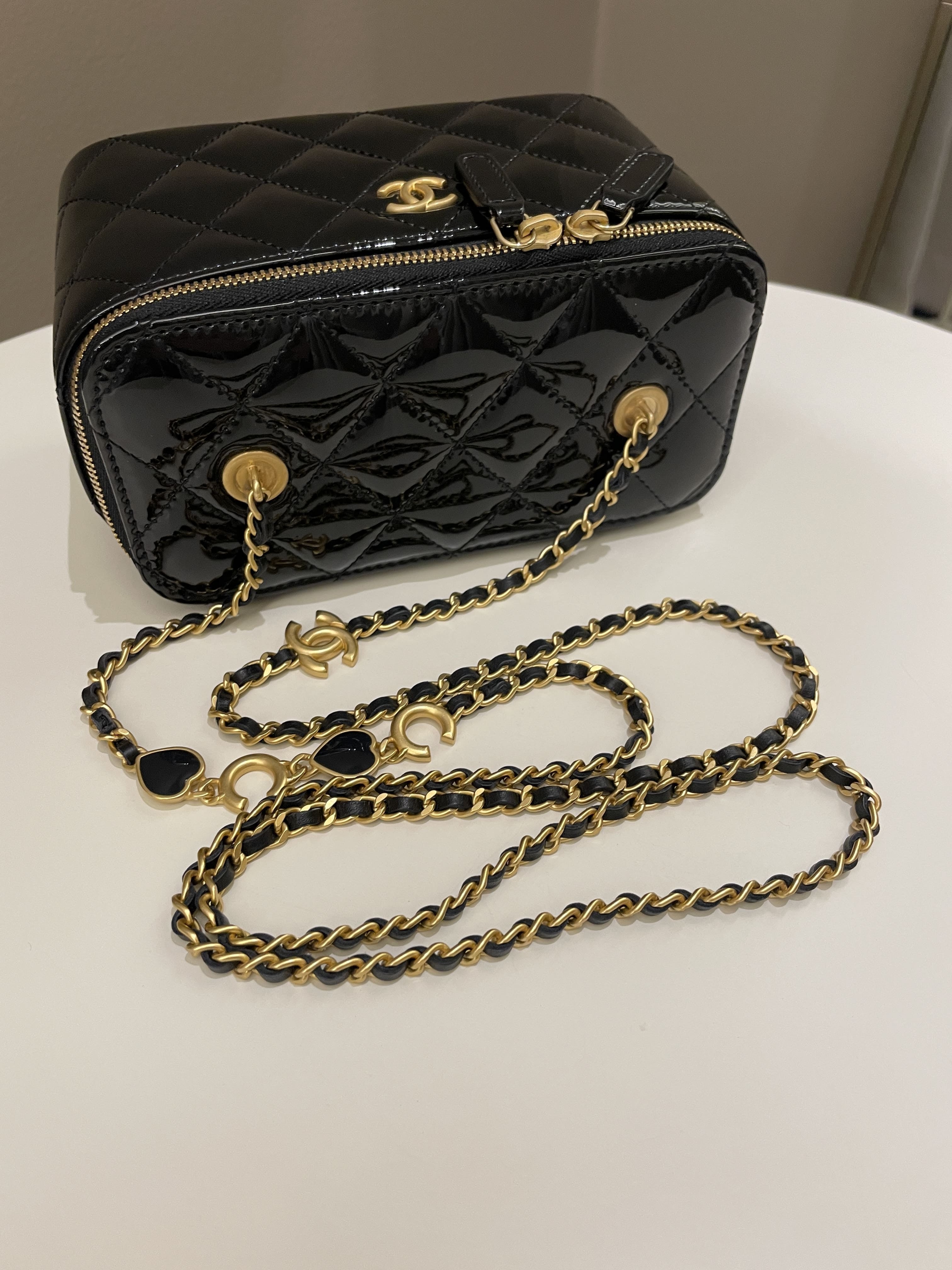 Chanel Quilted Coco Mini Vanity Rectangular Black Patent