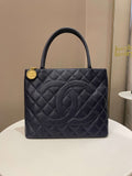 Chanel Vintage Medallion Tote Navy Caviar
