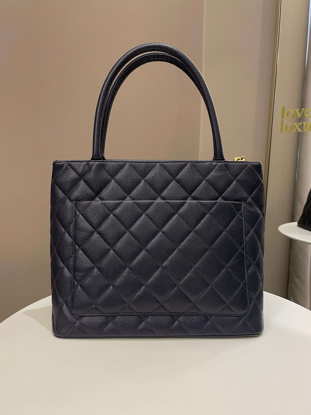Chanel Vintage Medallion Tote Navy Caviar