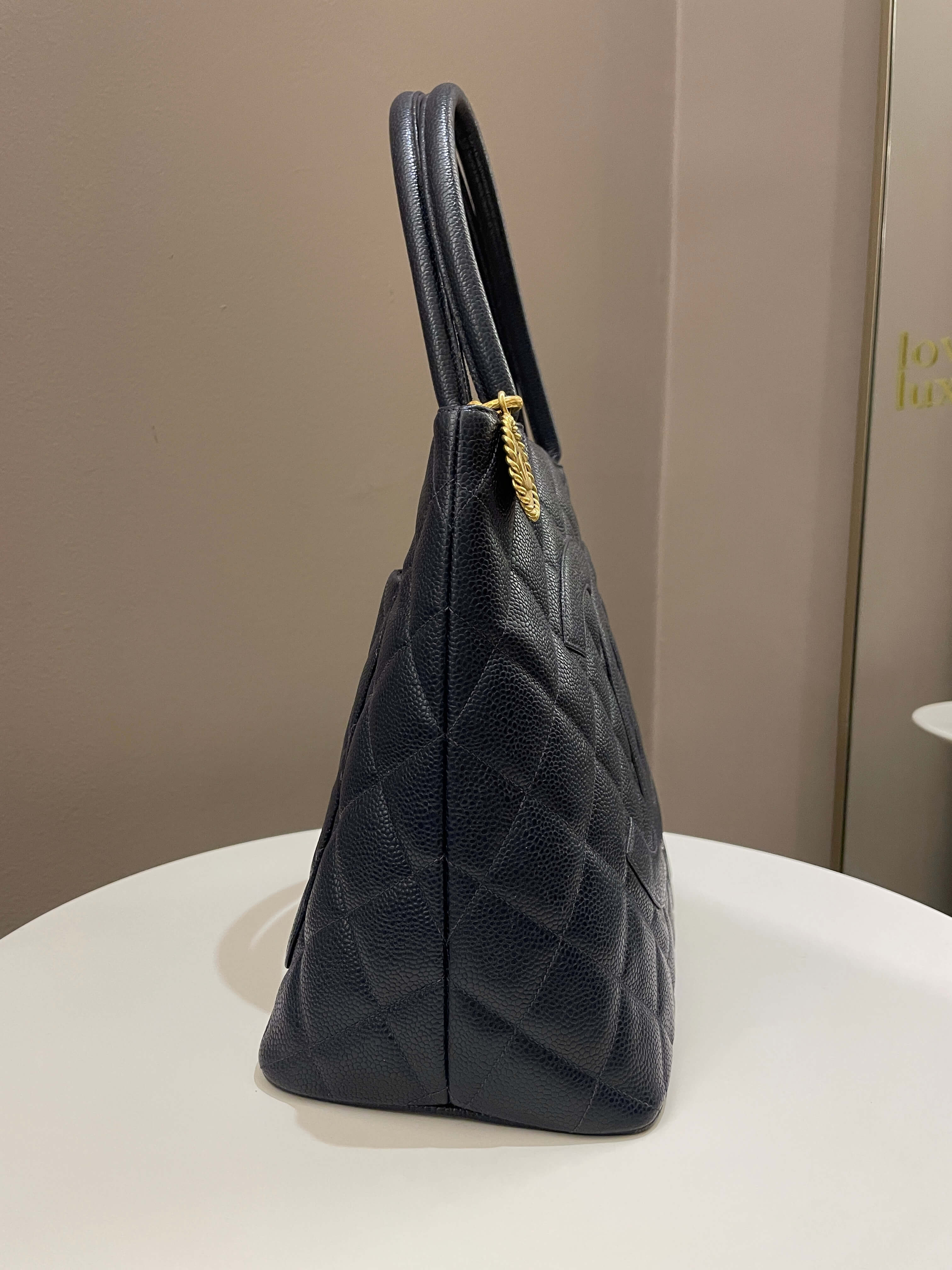 Chanel Vintage Medallion Tote Navy Caviar