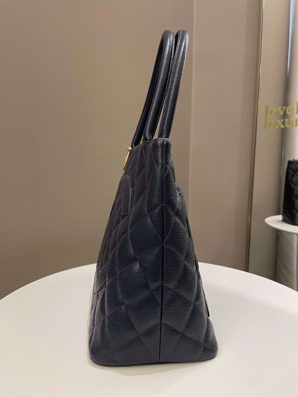 Chanel Vintage Medallion Tote Navy Caviar