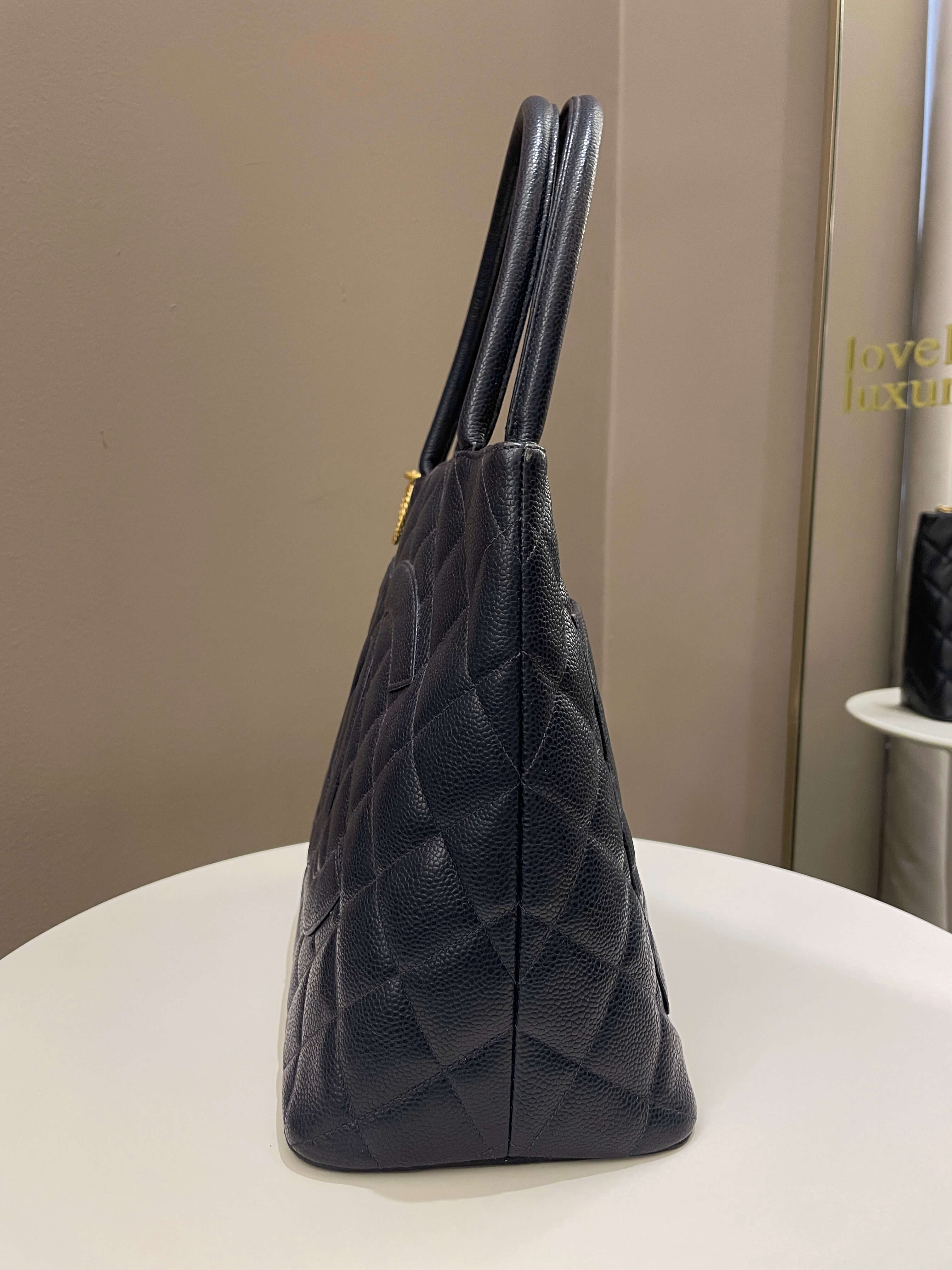 Chanel Vintage Medallion Tote Navy Caviar