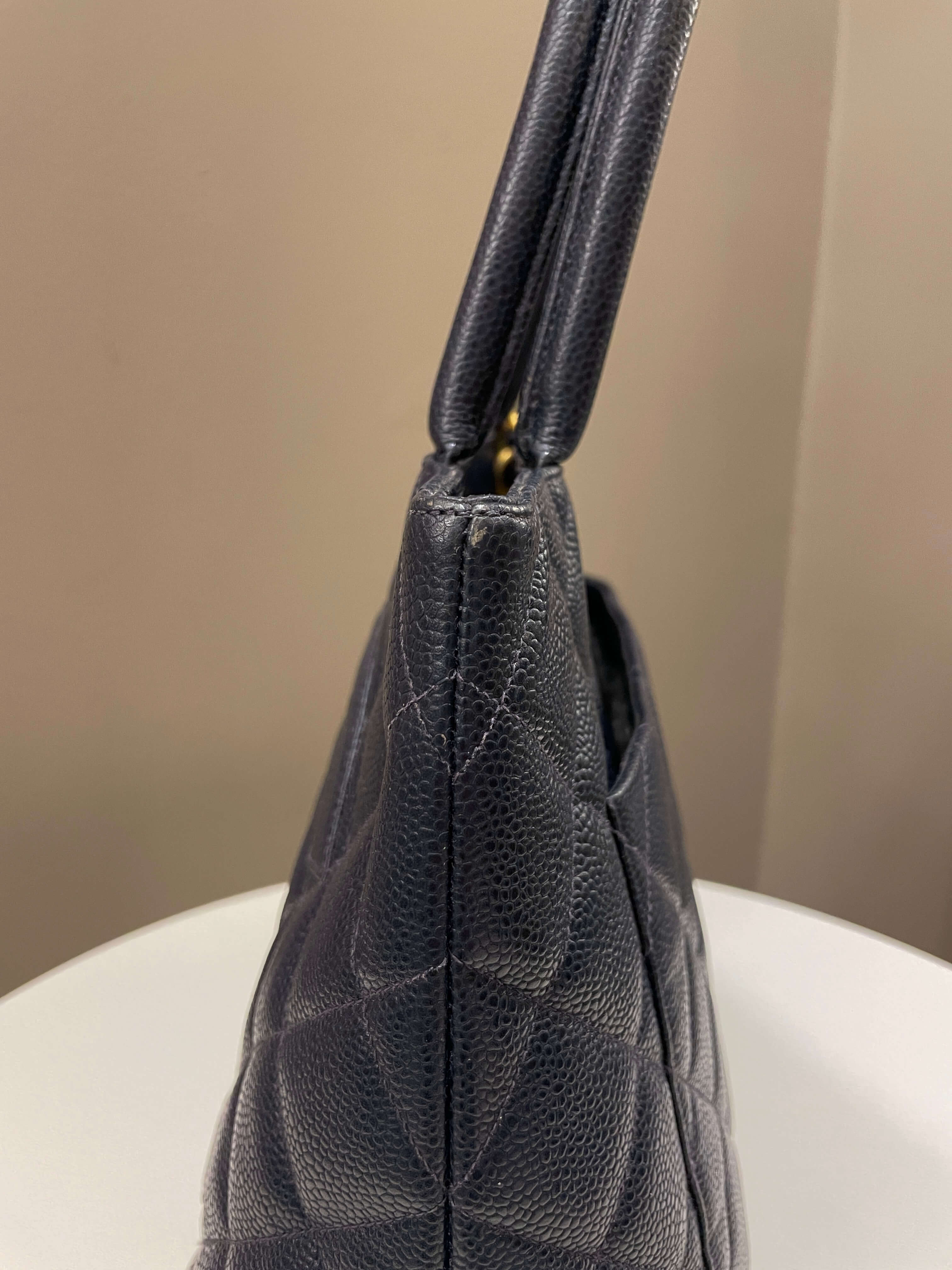 Chanel Vintage Medallion Tote Navy Caviar