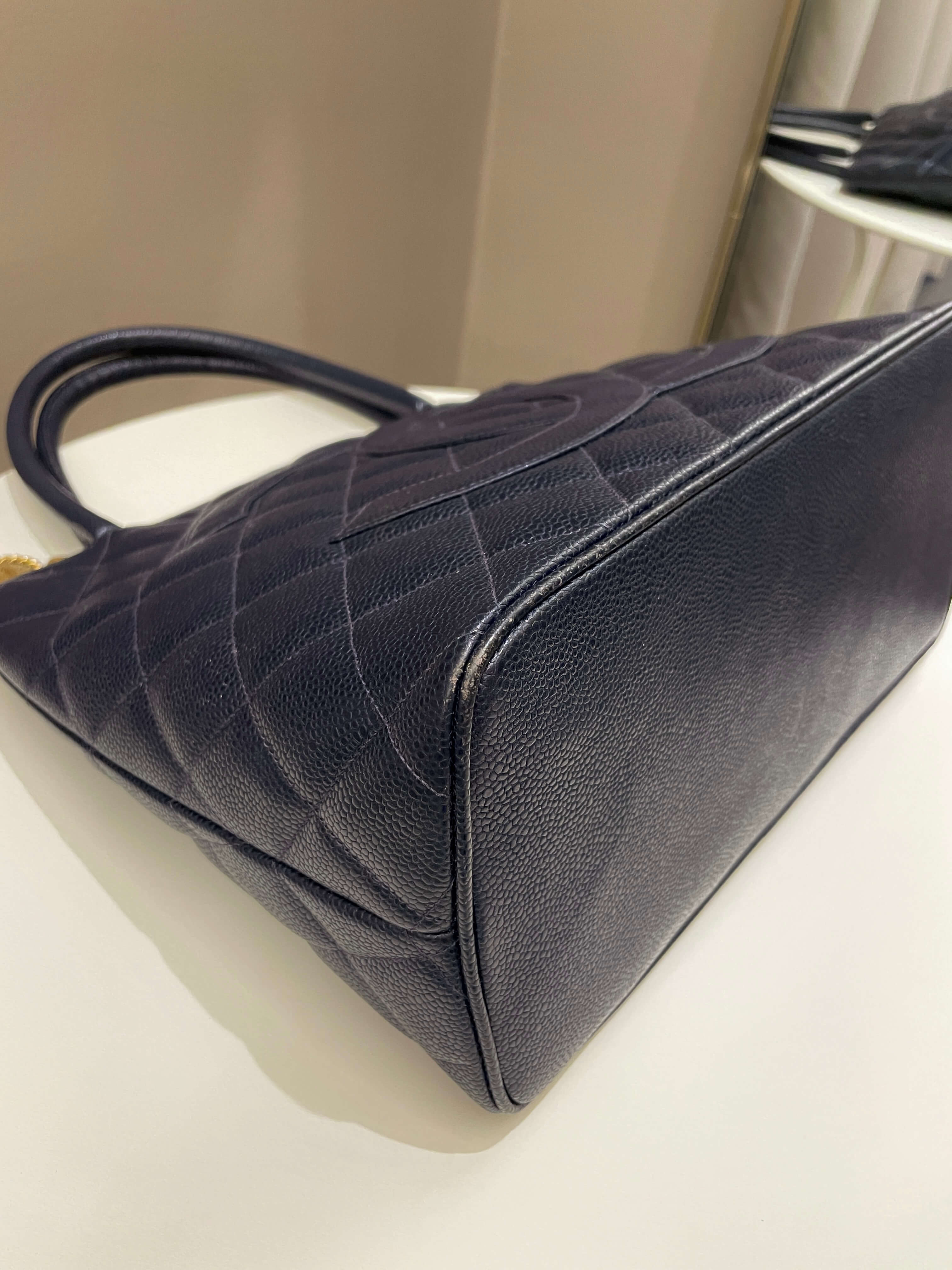 Chanel Vintage Medallion Tote Navy Caviar