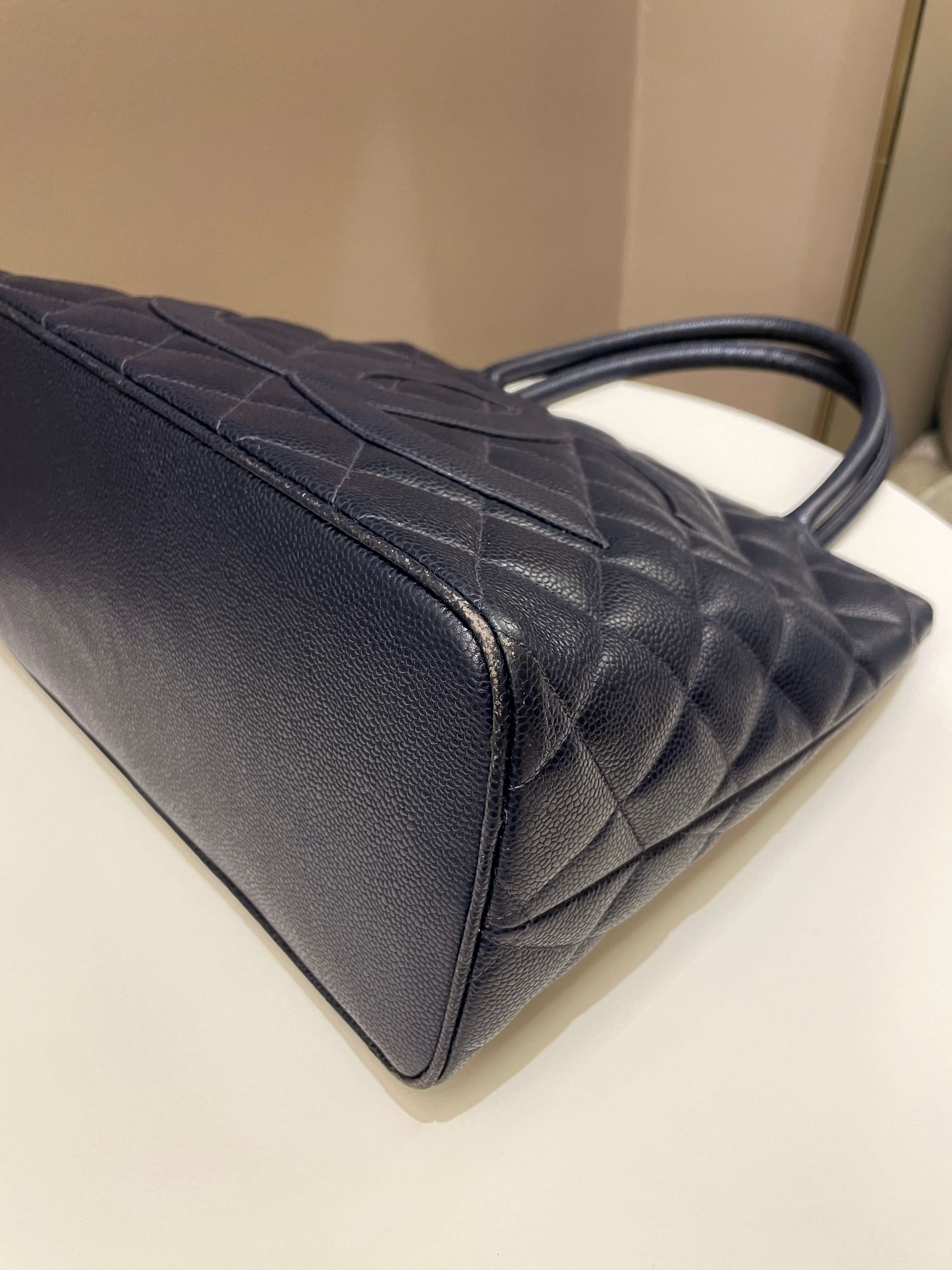 Chanel Vintage Medallion Tote Navy Caviar