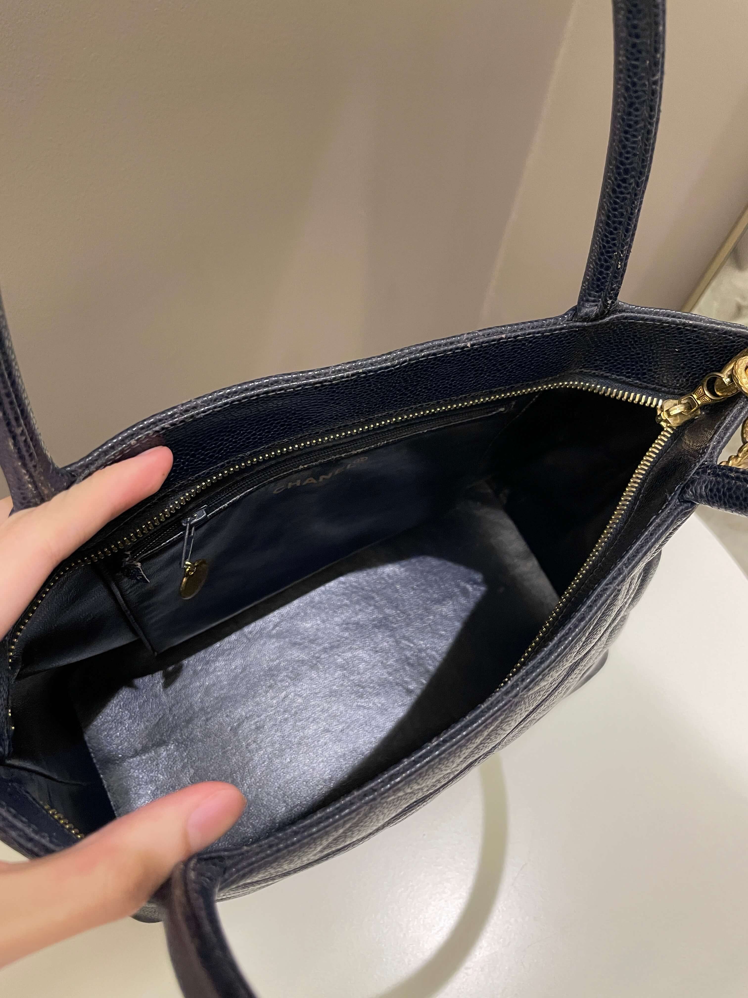 Chanel Vintage Medallion Tote Navy Caviar