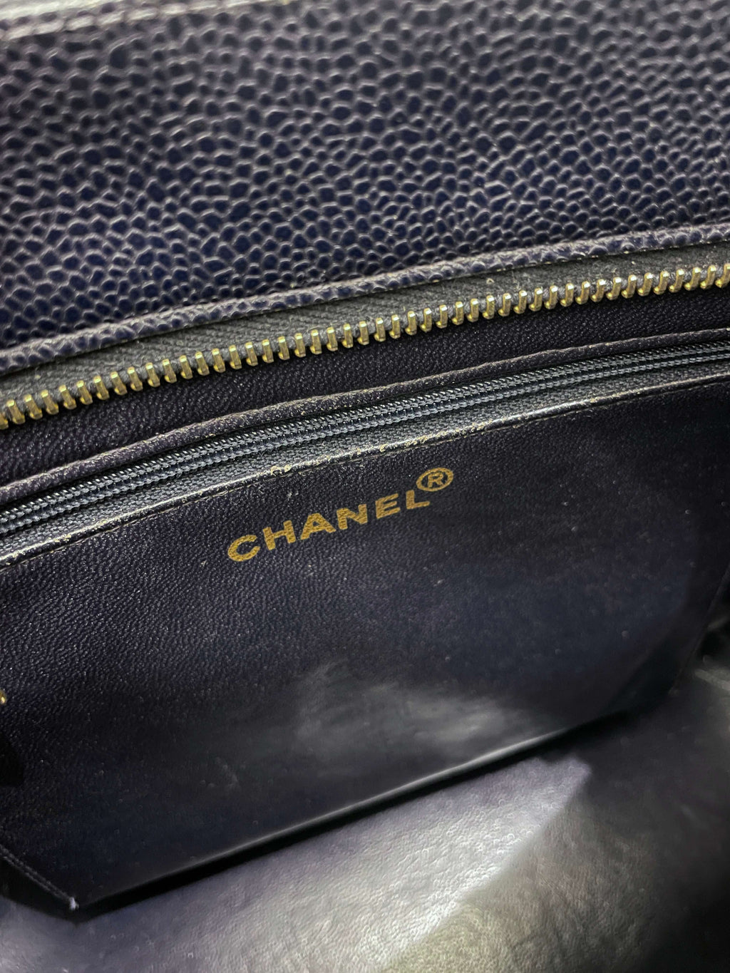 Chanel Vintage Medallion Tote Navy Caviar