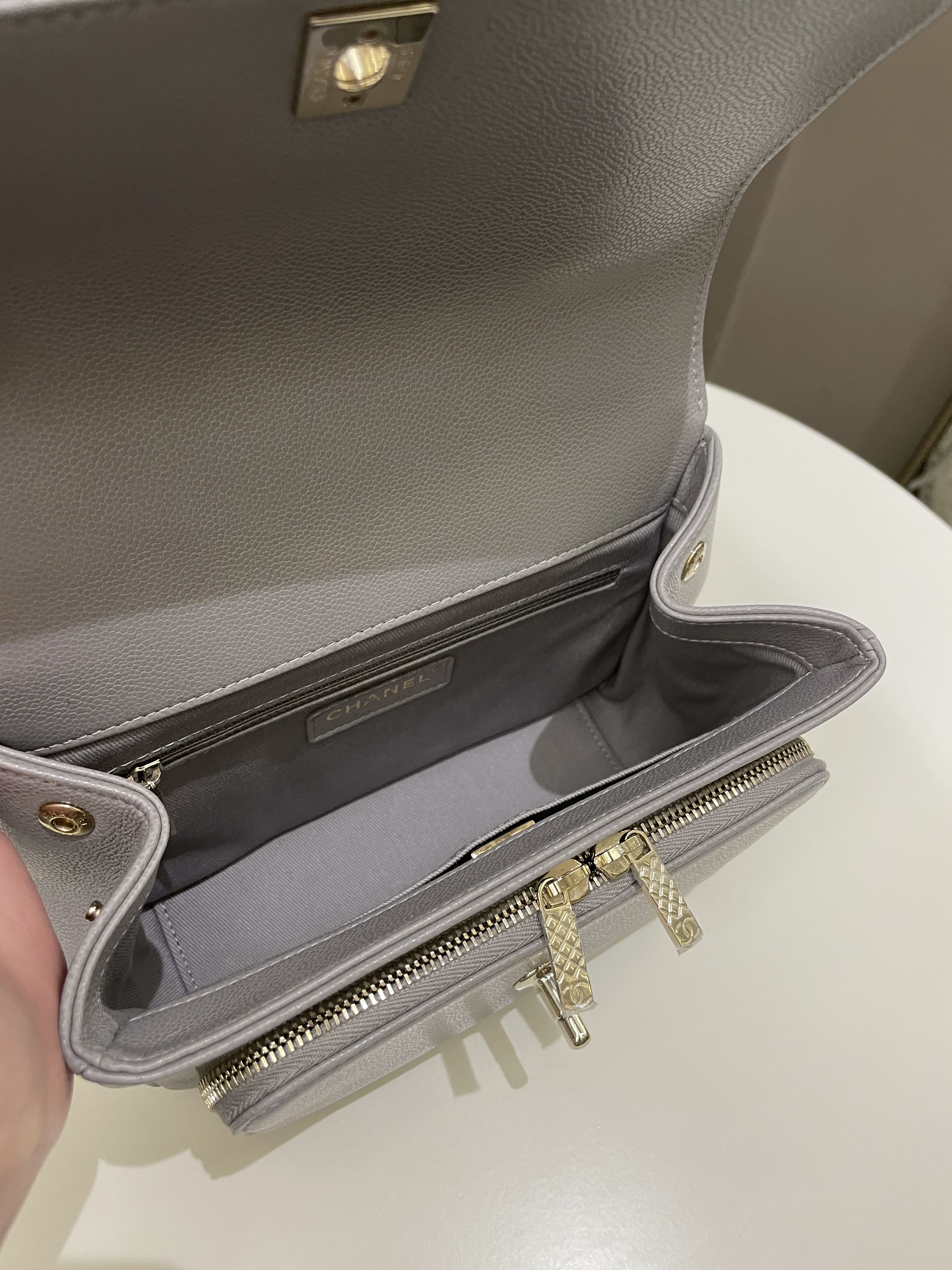 Chanel Business Affinity Flap Grey Caviar