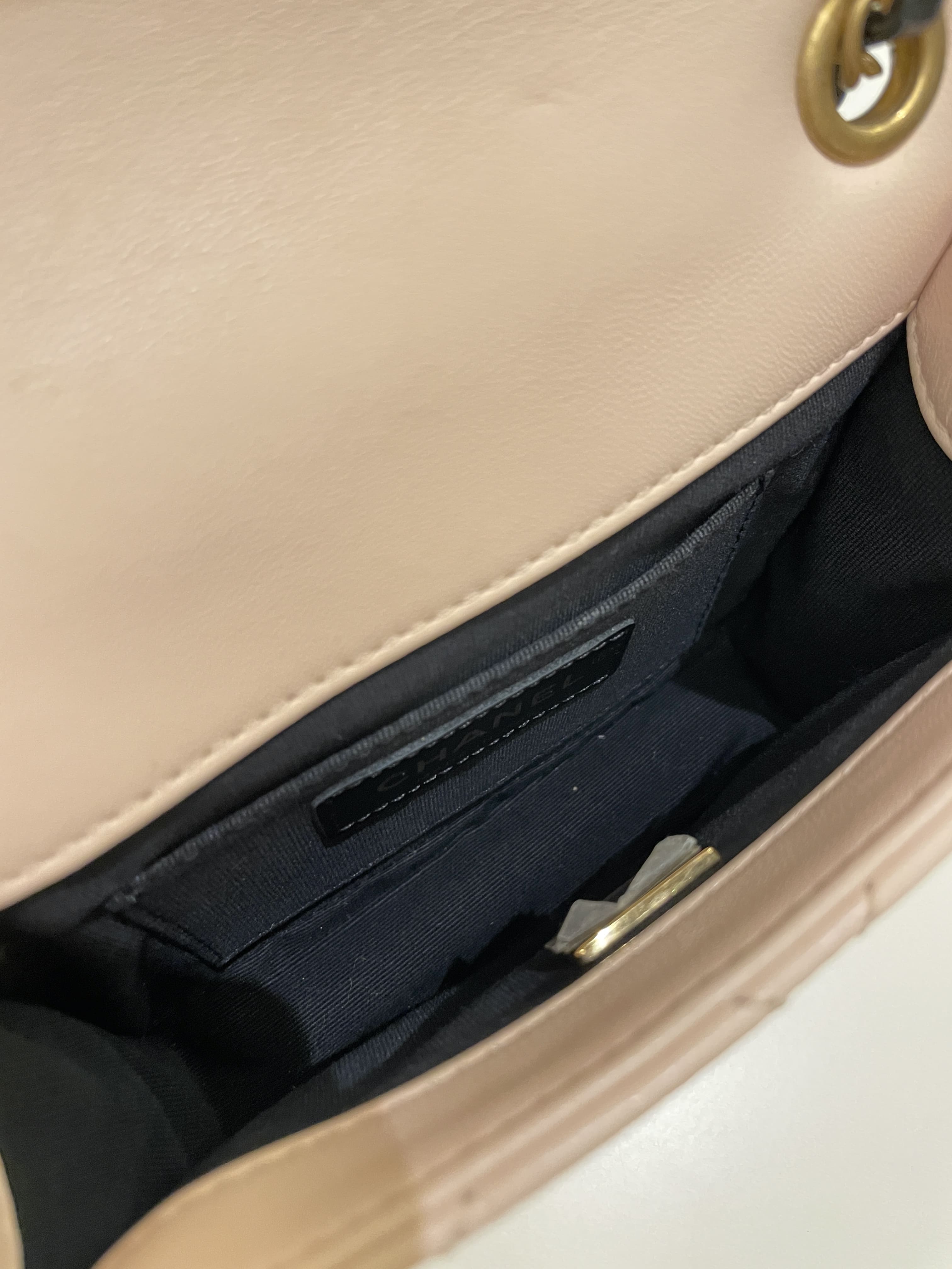 Chanel Whipstitch My Own Mini Frame Bag Beige/ Black Lambskin