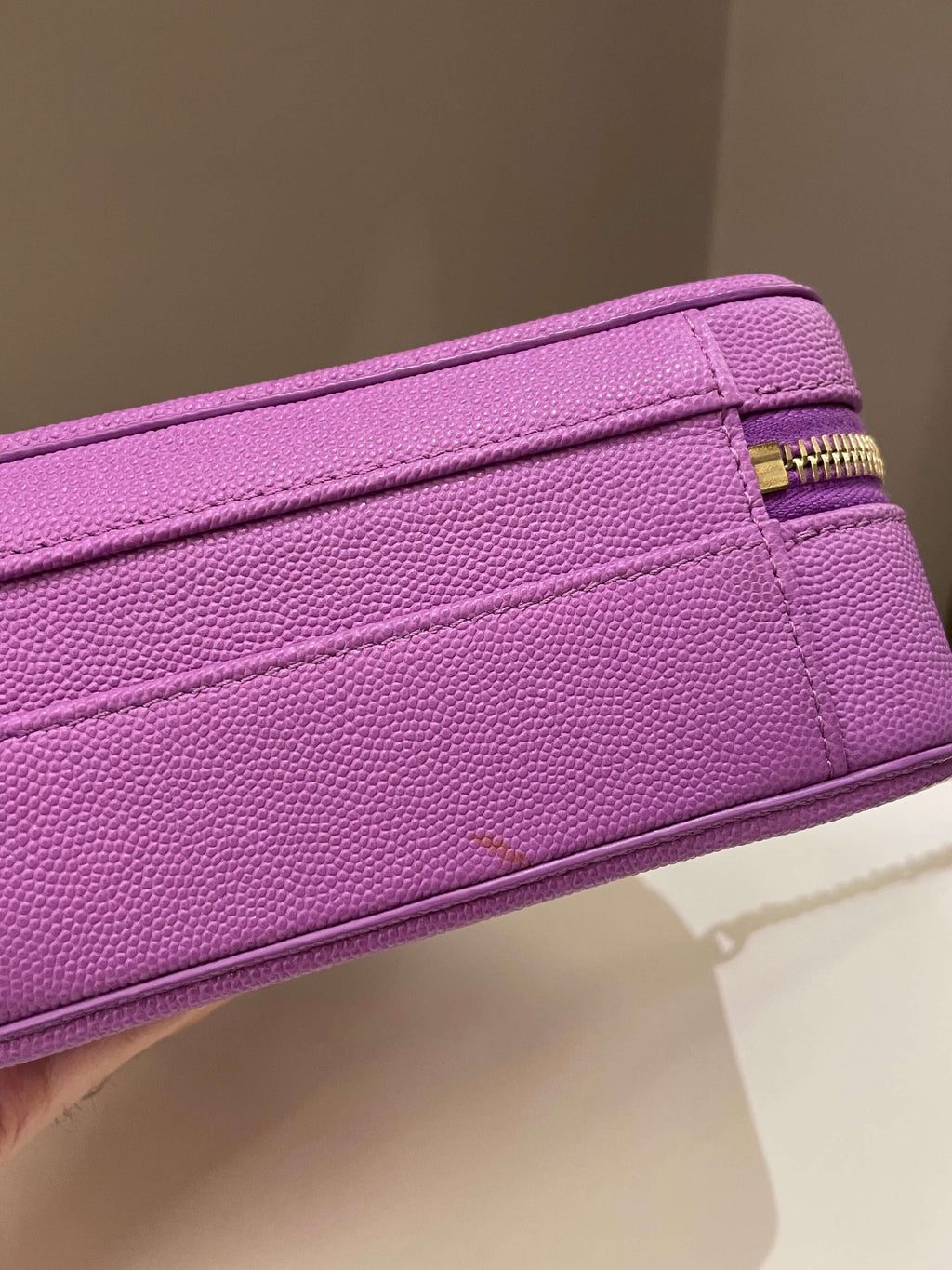 Chanel Filigree Vanity Case Purple Caviar