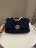 Chanel 19 Flap Bag Black / Blue Tweed Sequin