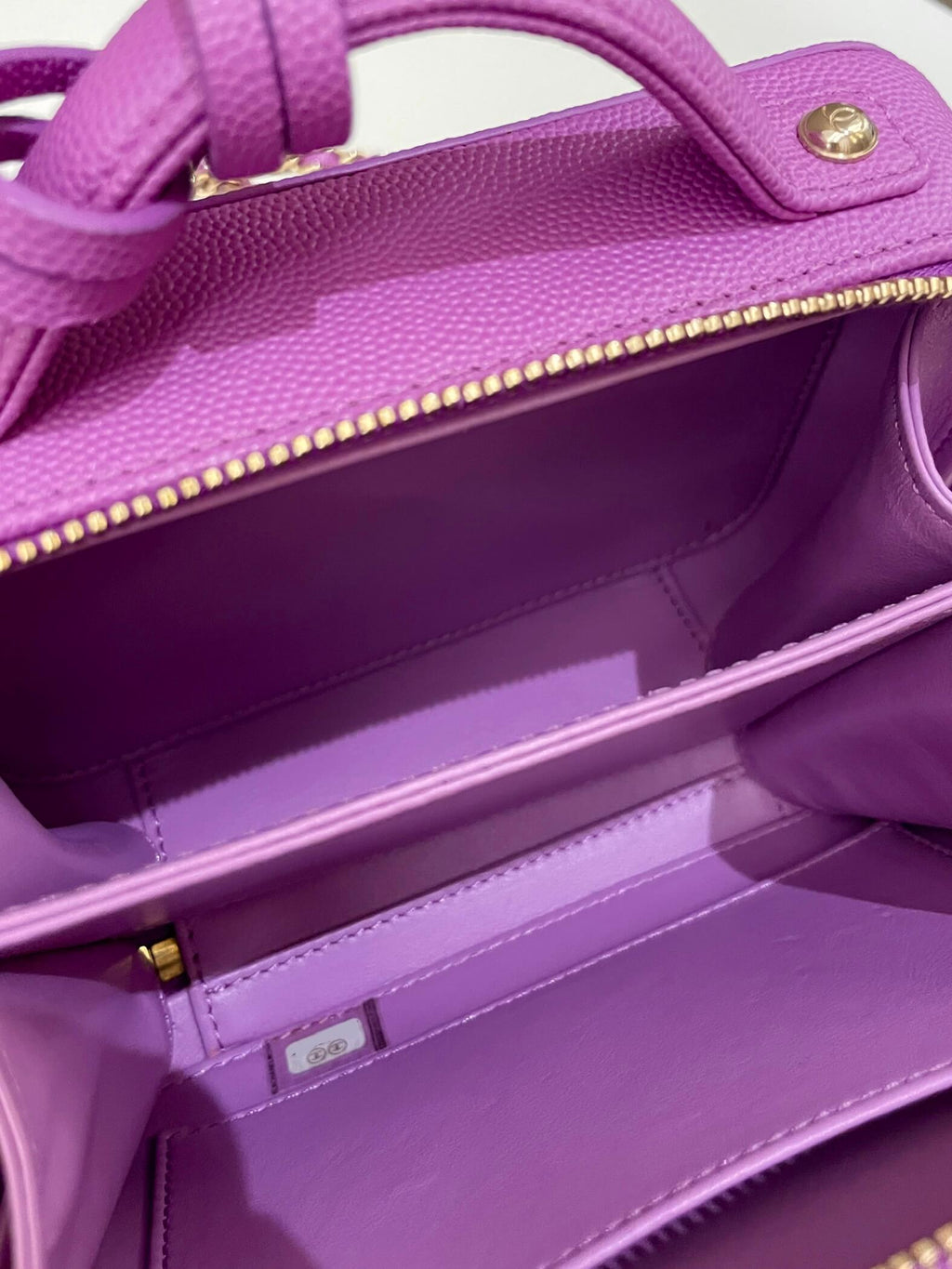 Chanel Filigree Vanity Case Purple Caviar