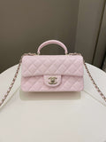 Chanel Quilted Top Handle Mini Rectangular Pale Pink Lambskin
