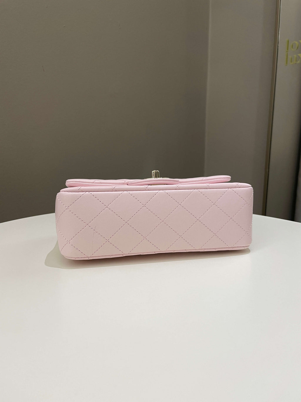 Chanel Quilted Top Handle Mini Rectangular Pale Pink Lambskin