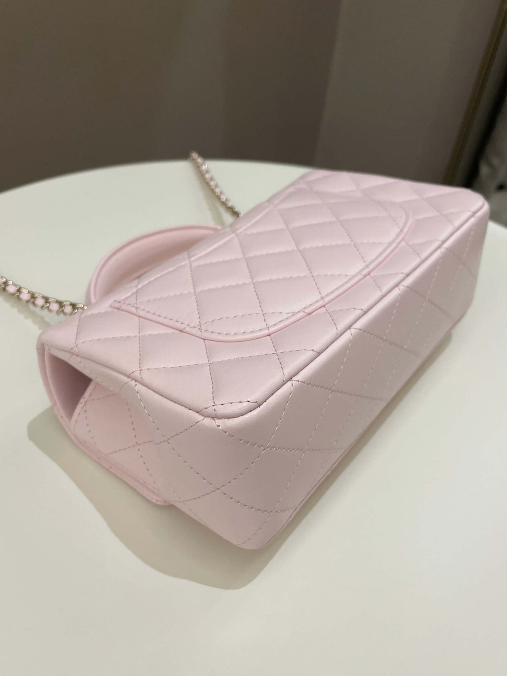 Chanel Quilted Top Handle Mini Rectangular Pale Pink Lambskin