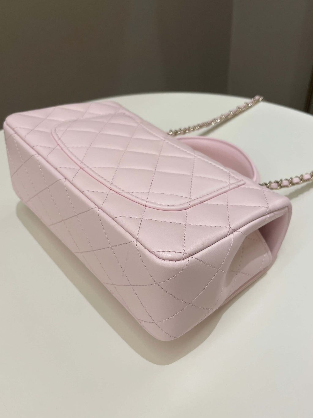 Chanel Quilted Top Handle Mini Rectangular Pale Pink Lambskin