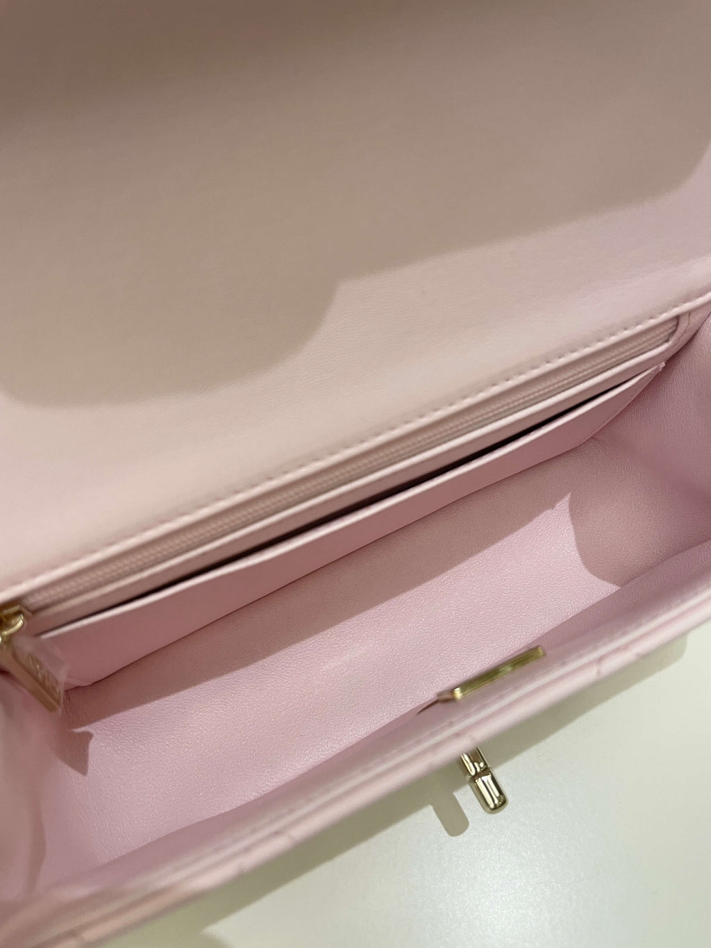 Chanel Quilted Top Handle Mini Rectangular Pale Pink Lambskin