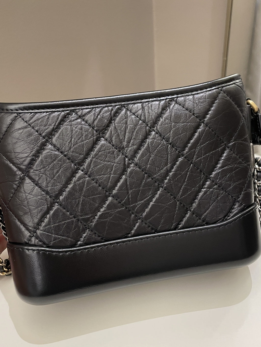 Chanel Quilted Gabrielle Hobo Black Aged Calfskin