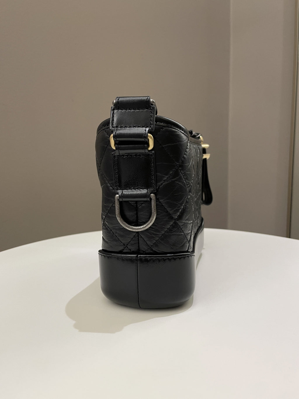 Chanel Quilted Gabrielle Hobo Black Aged Calfskin