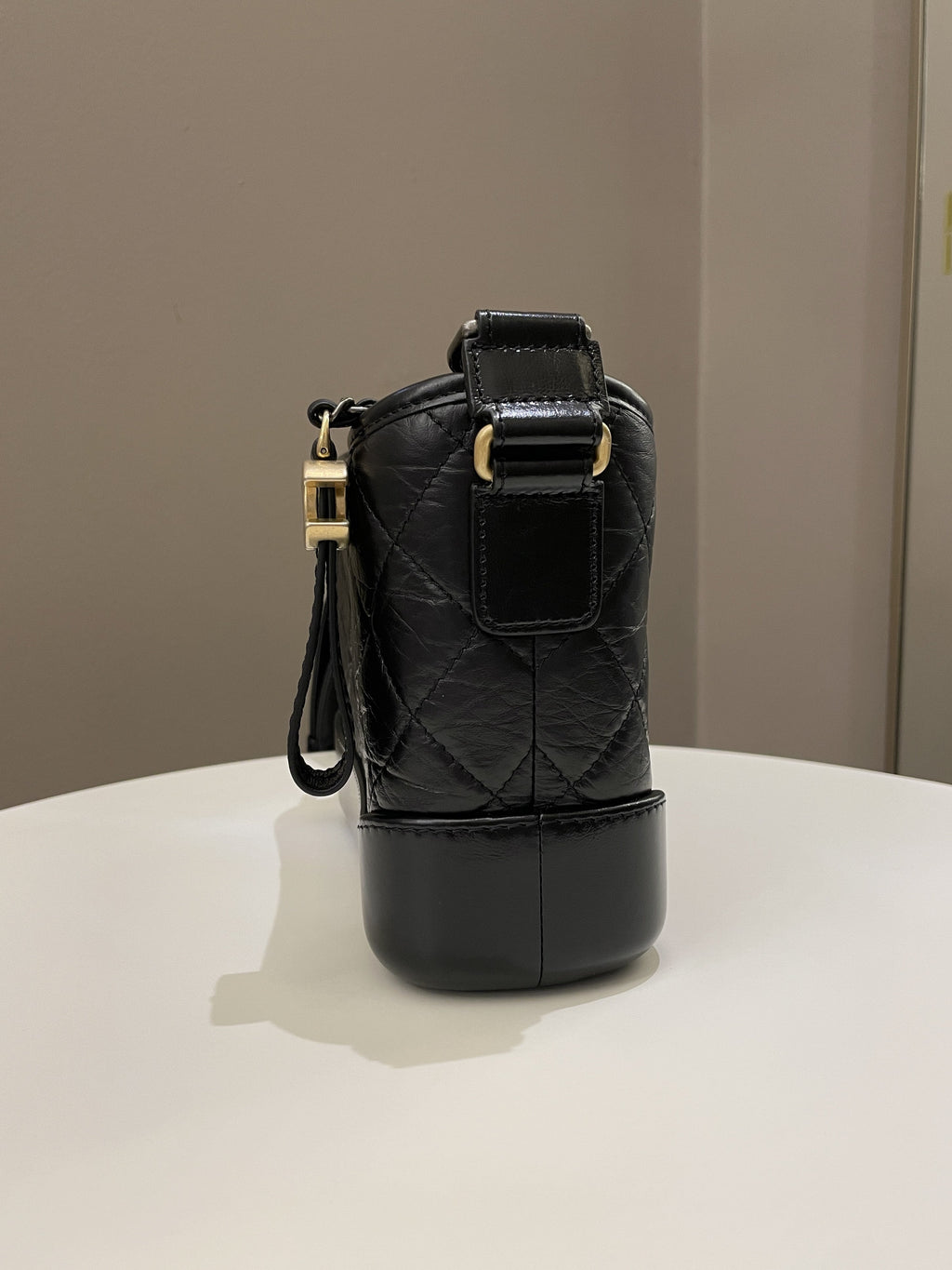 Chanel Quilted Gabrielle Hobo Black Aged Calfskin