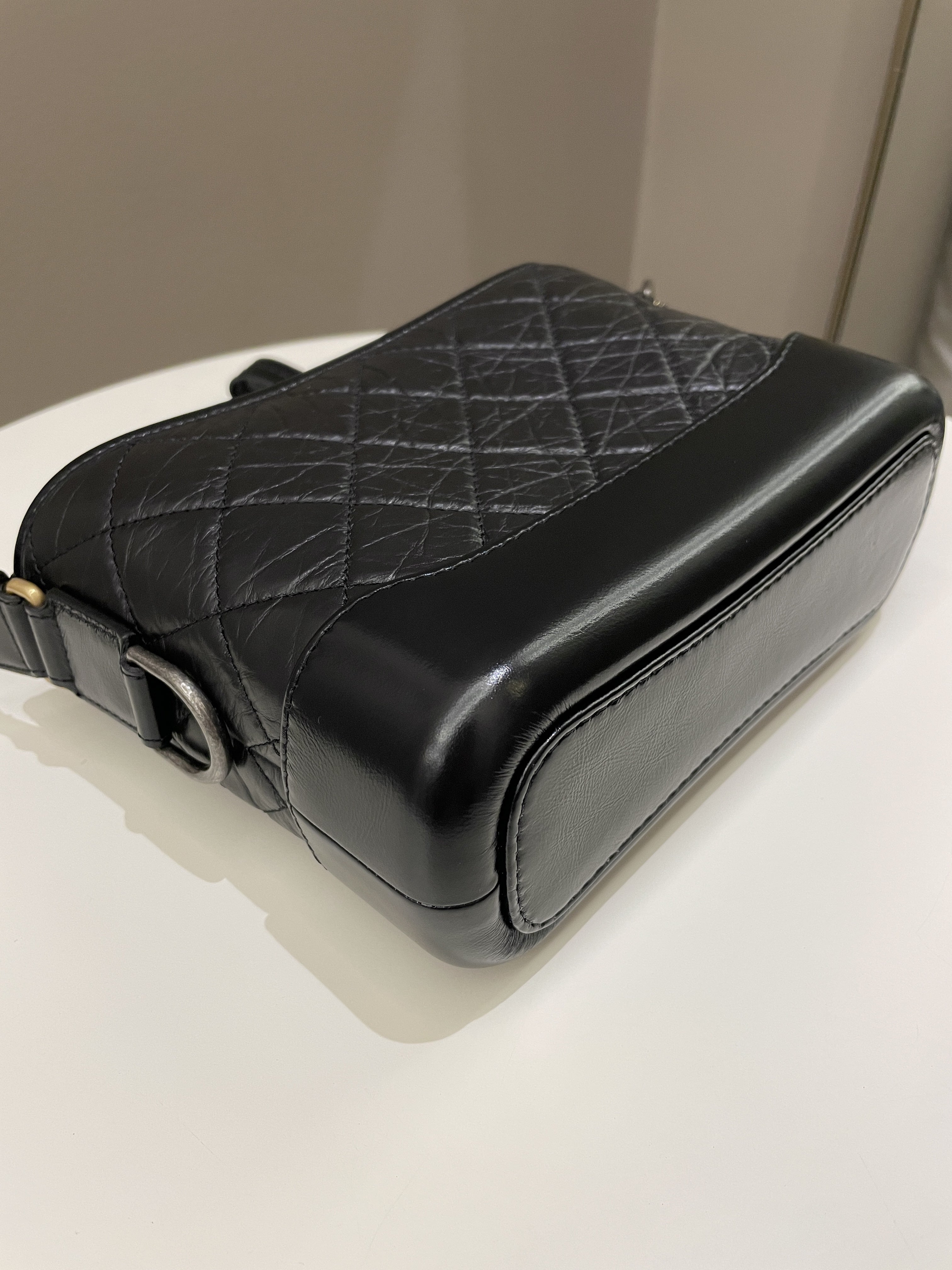 Chanel Quilted Gabrielle Hobo Black Aged Calfskin