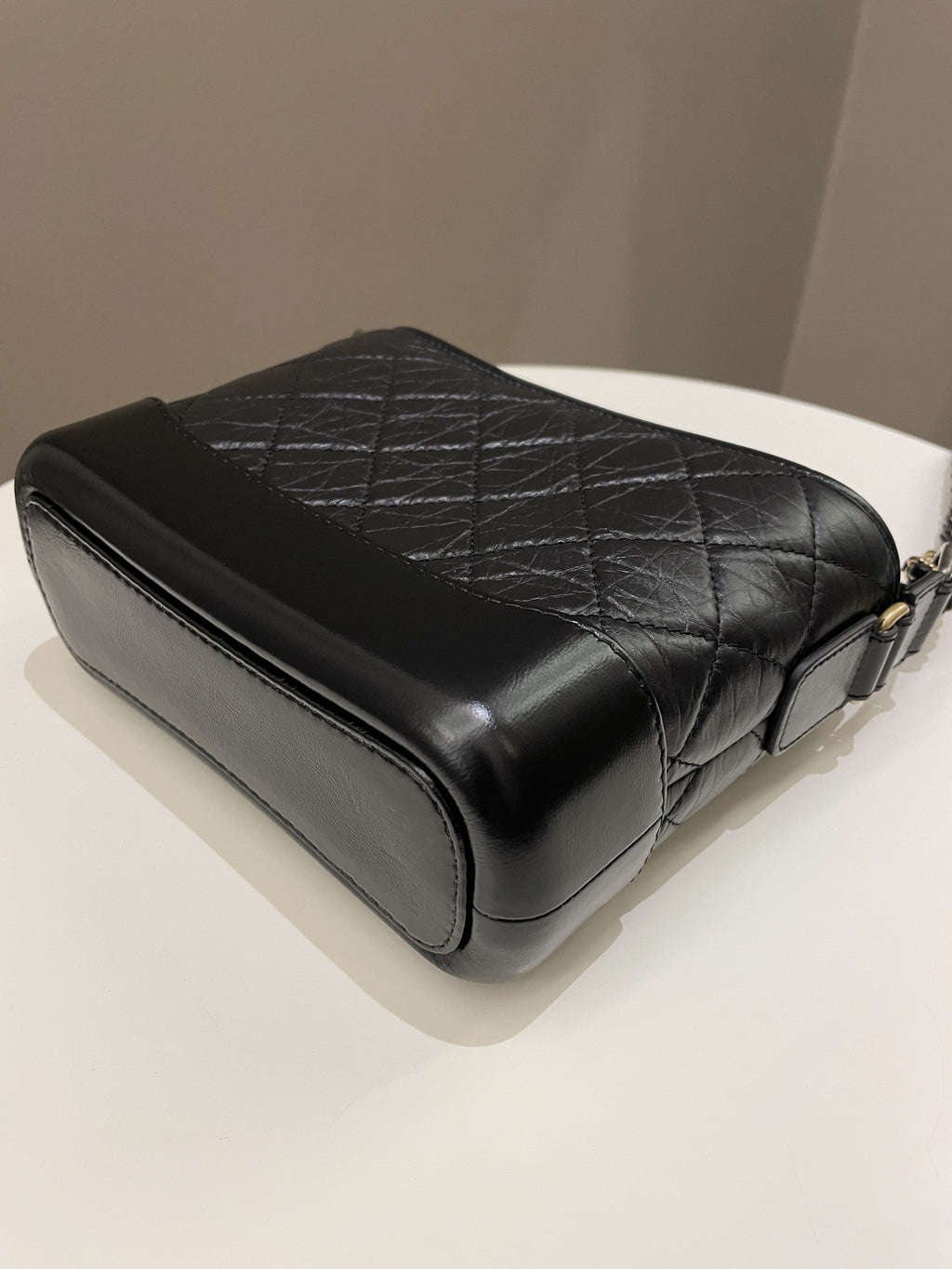 Chanel Quilted Gabrielle Hobo Black Aged Calfskin