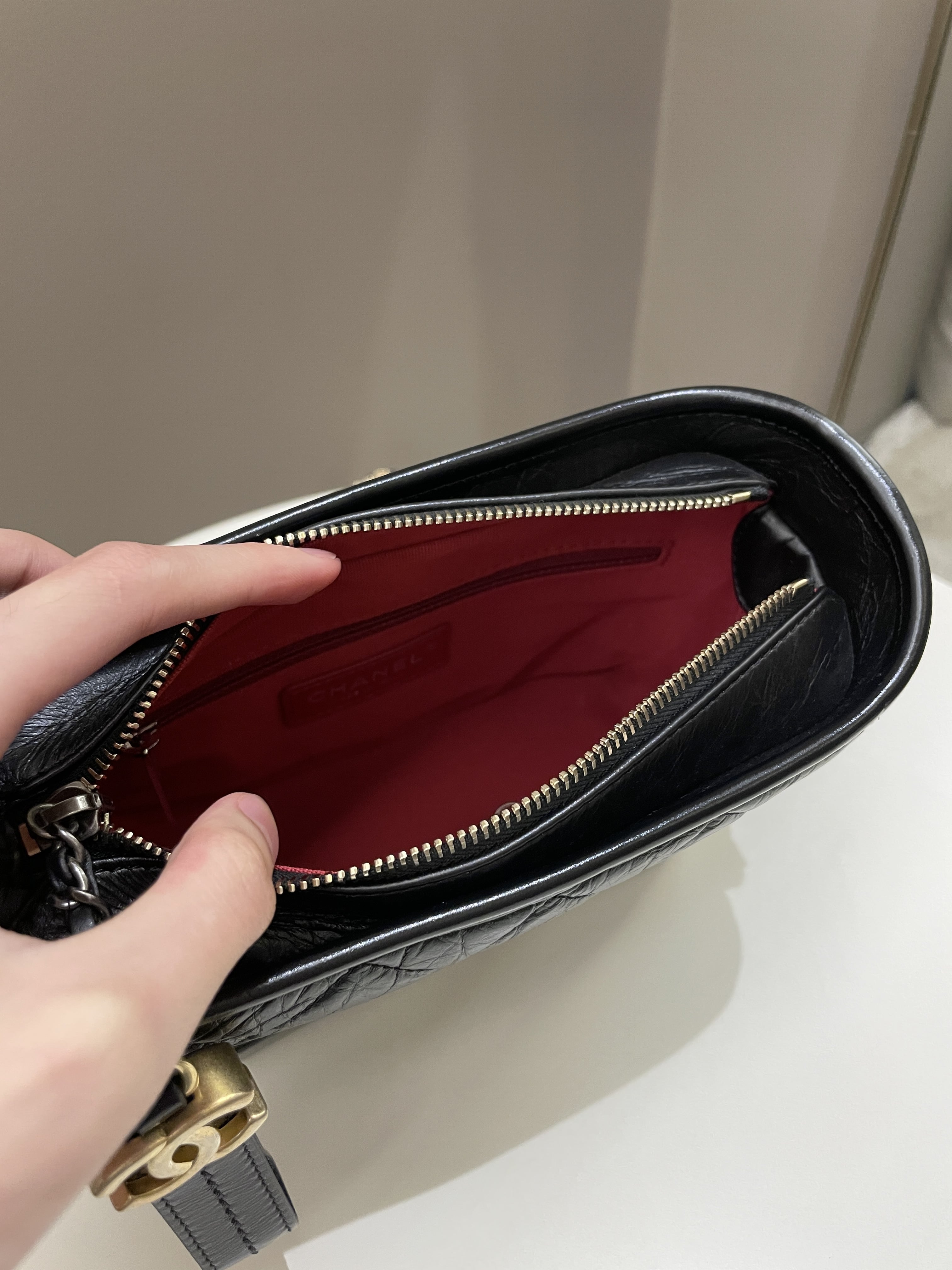 Chanel Quilted Gabrielle Hobo Black Aged Calfskin