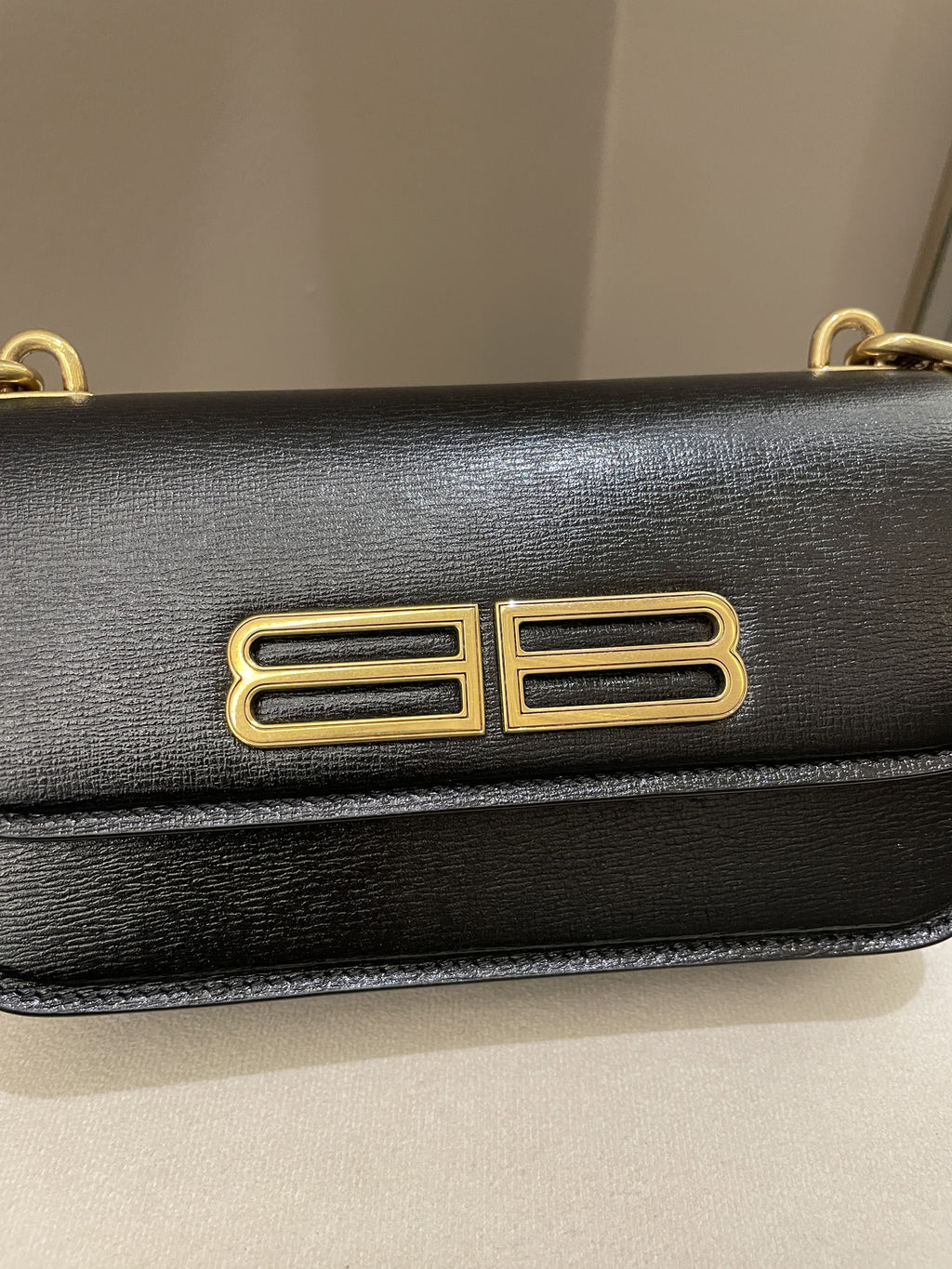 Balenciaga XS Gossip Chain Bag Black Textured Calfskin