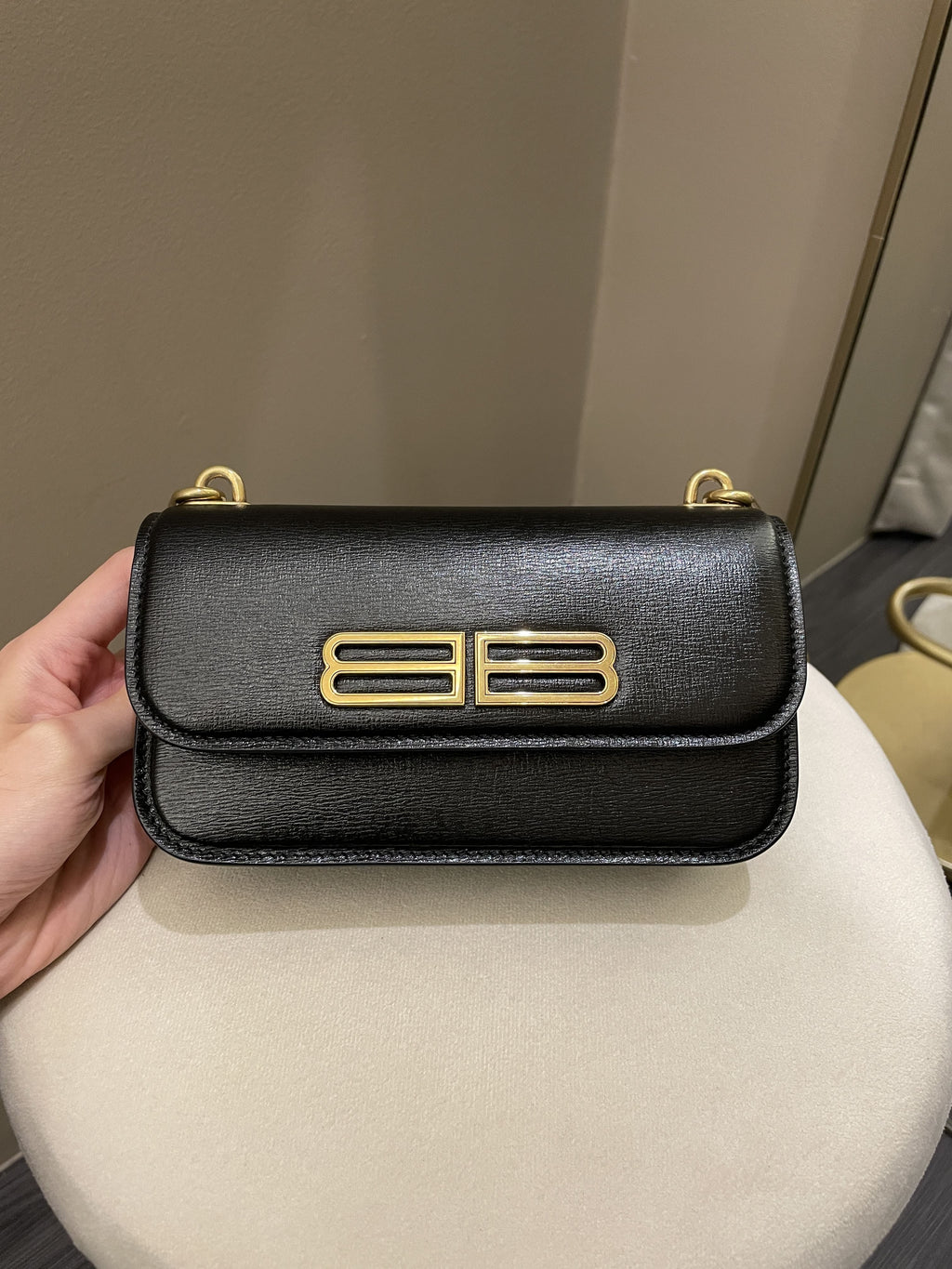 Balenciaga XS Gossip Chain Bag Black Textured Calfskin