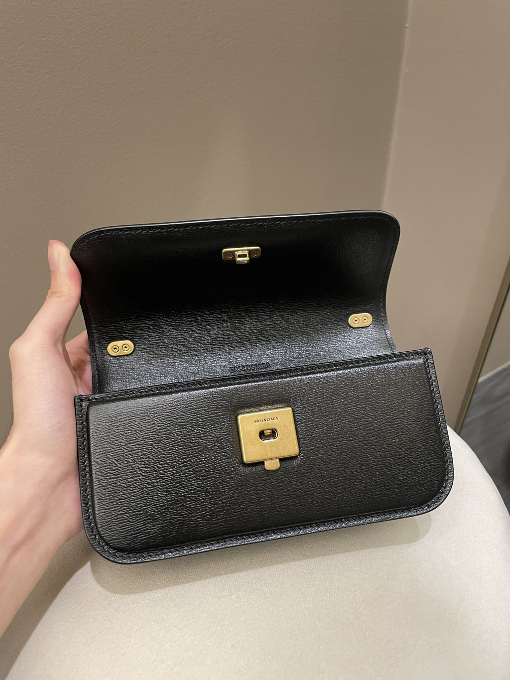 Balenciaga XS Gossip Chain Bag Black Textured Calfskin