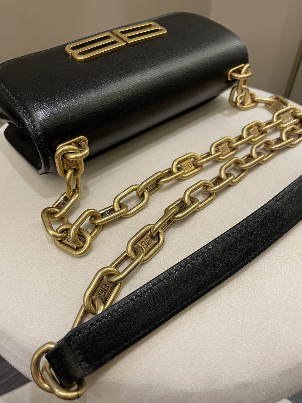 Balenciaga XS Gossip Chain Bag Black Textured Calfskin