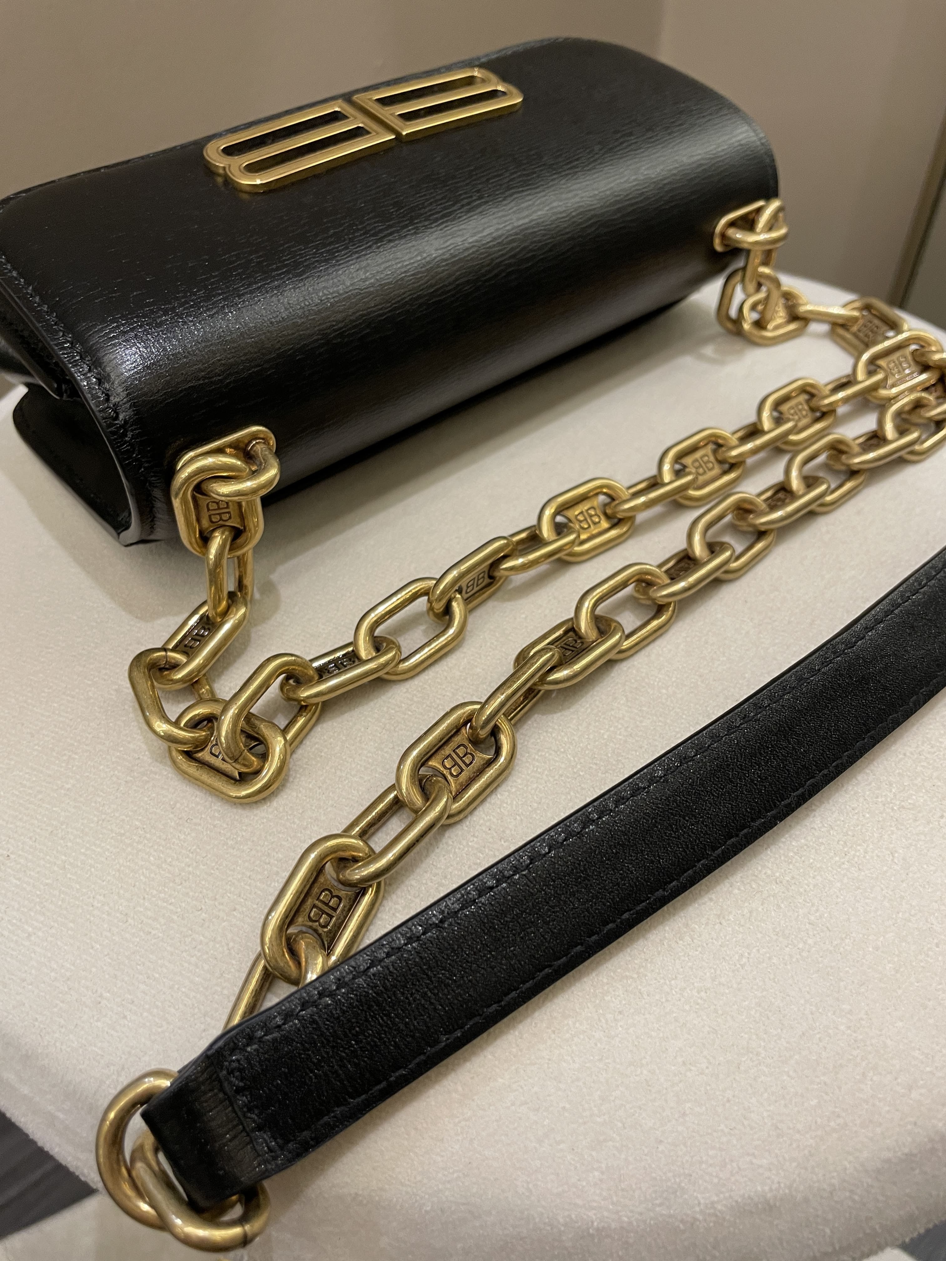 Balenciaga XS Gossip Chain Bag Black Textured Calfskin
