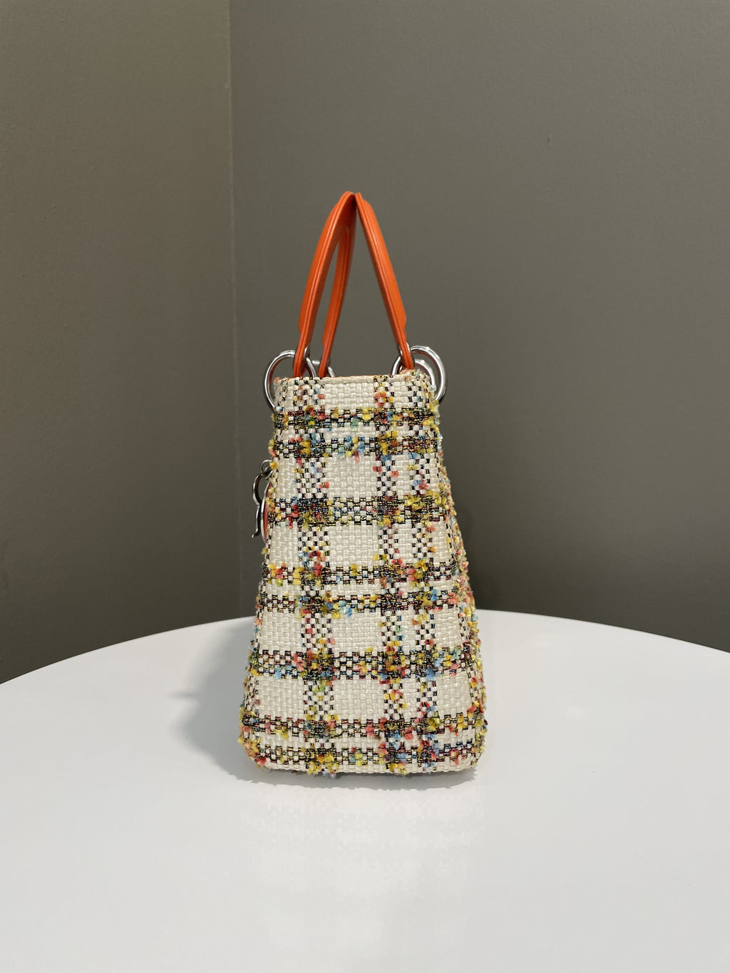 Dior Classic Lady Dior Orange / Cream Tweed