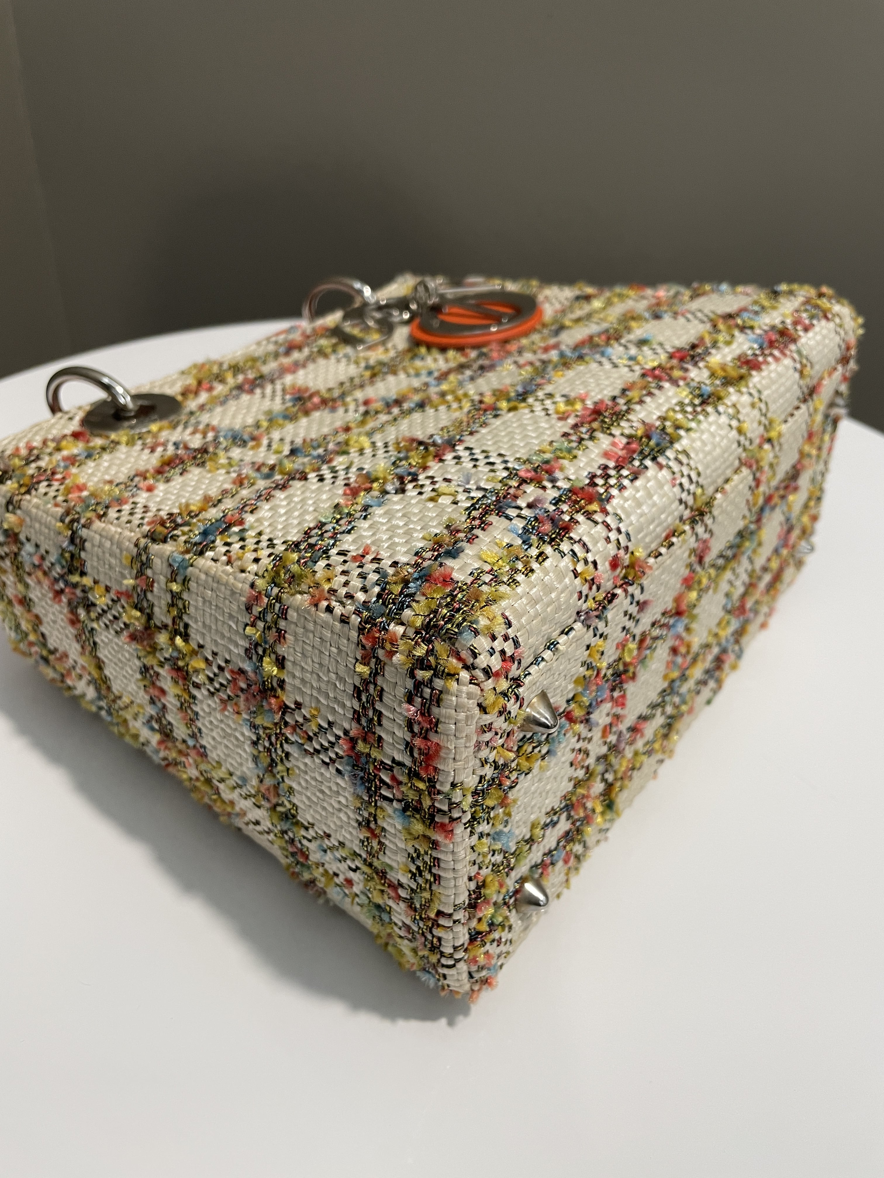 Dior Classic Lady Dior Orange / Cream Tweed