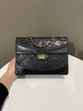 Chanel Vintage Turnlock 2.55 Reissue Single Flap Bag Black Lambskin