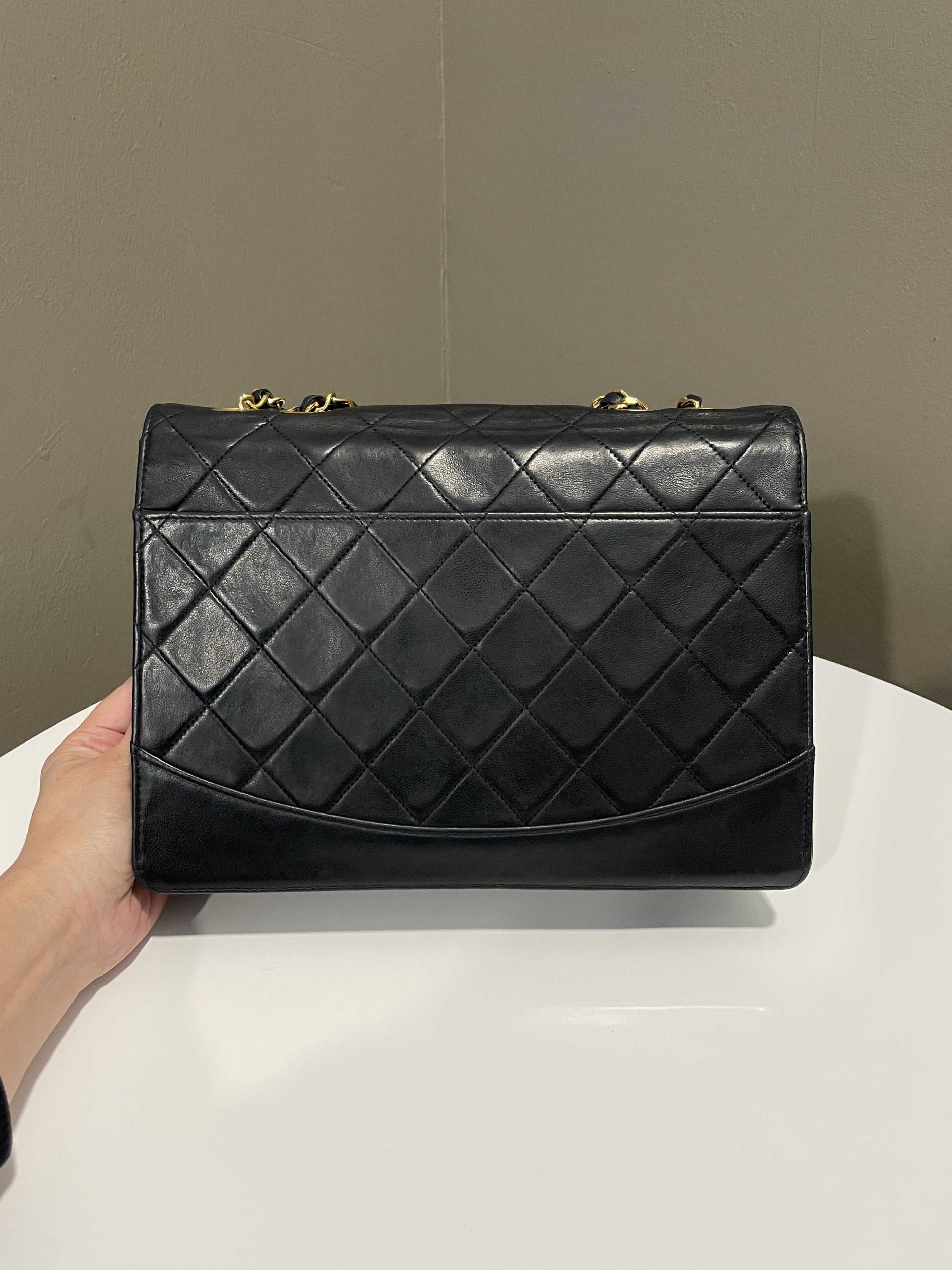 Chanel Vintage Turnlock 2.55 Reissue Single Flap Bag Black Lambskin