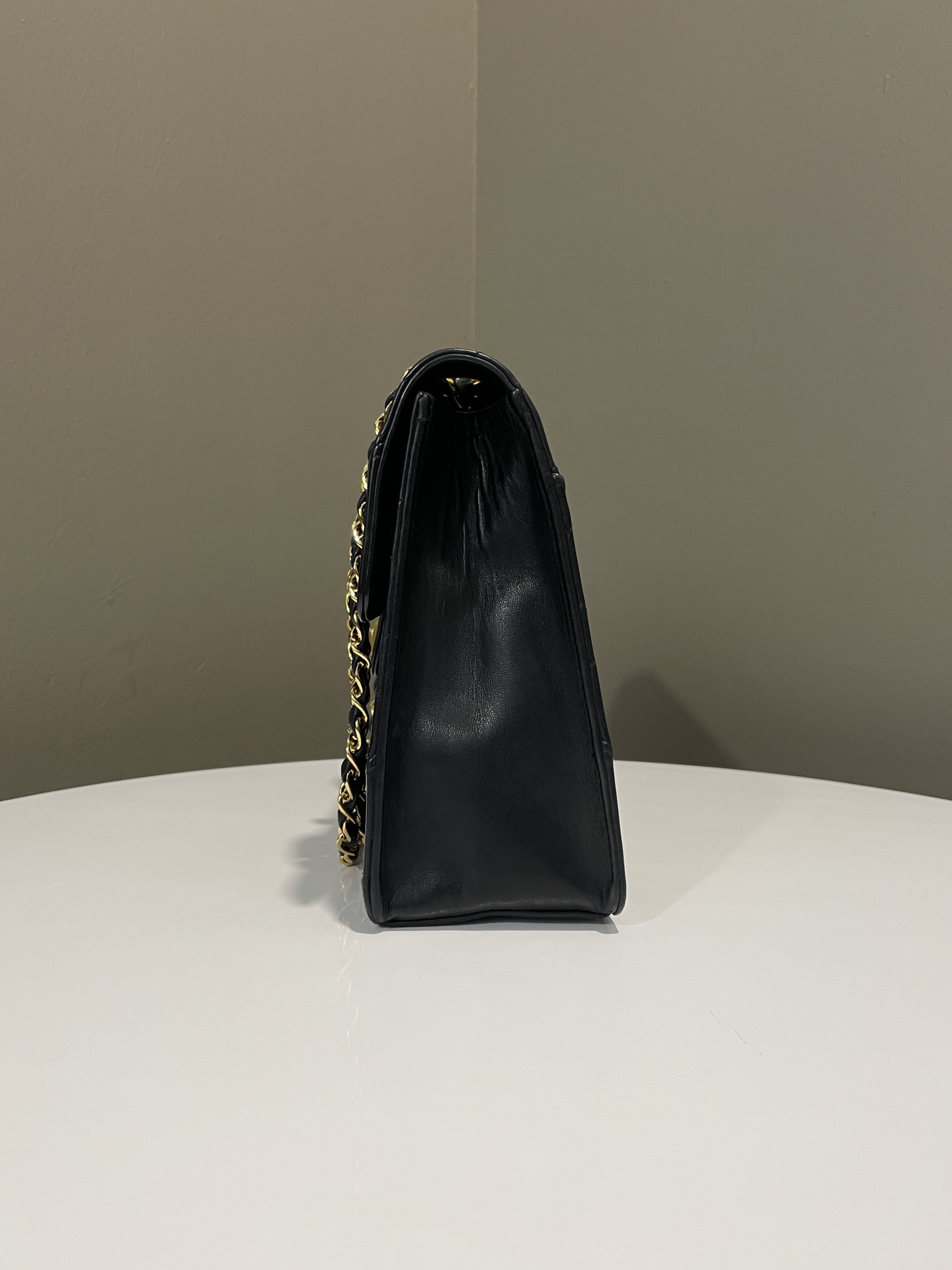 Chanel Vintage Turnlock 2.55 Reissue Single Flap Bag Black Lambskin