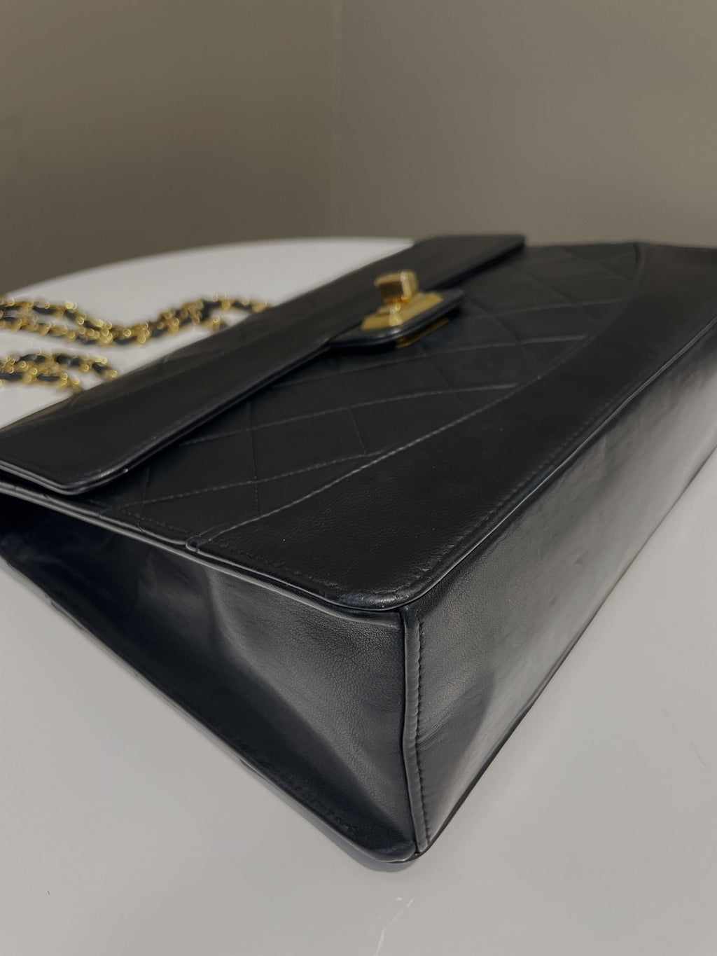 Chanel Vintage Turnlock 2.55 Reissue Single Flap Bag Black Lambskin