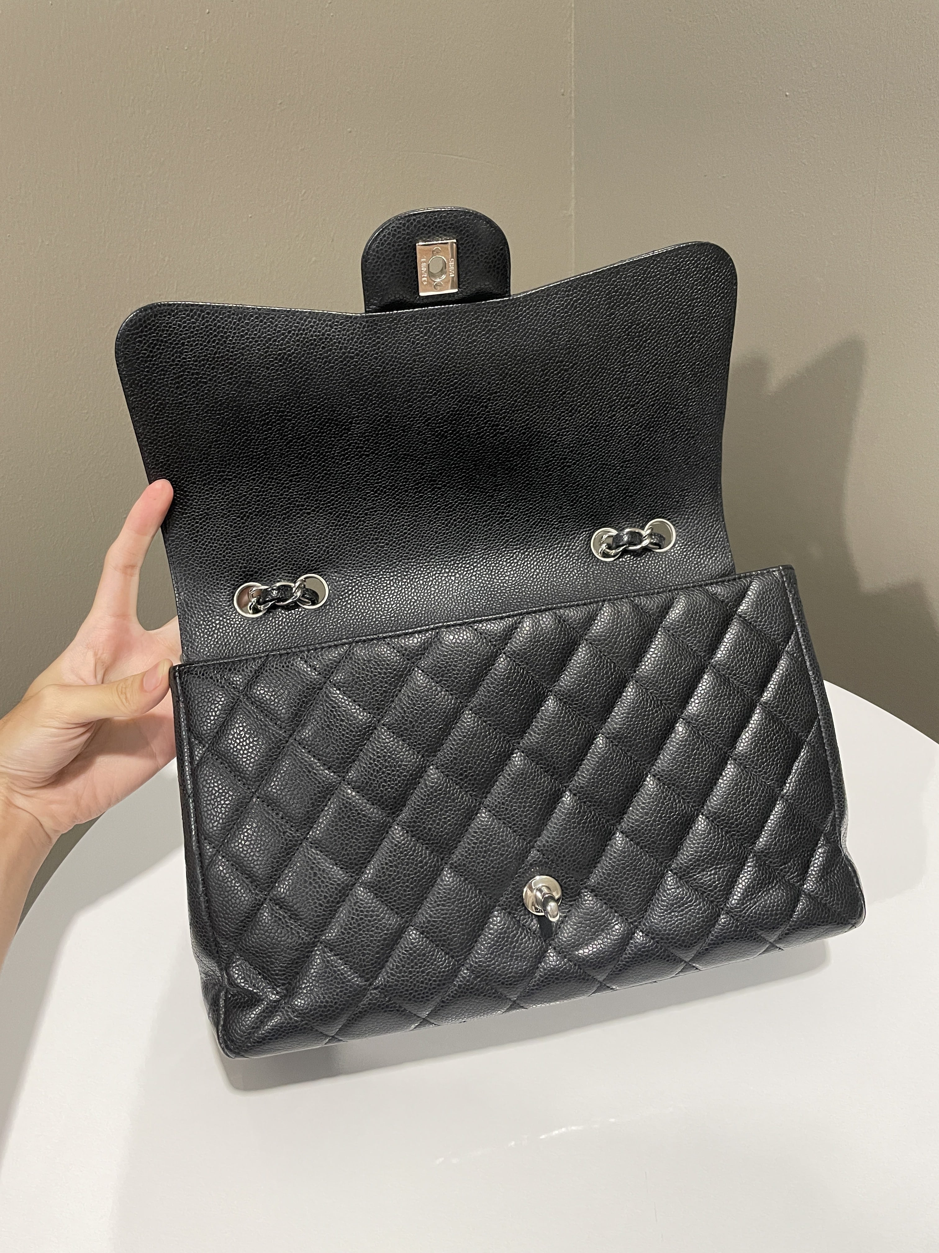 Chanel Classic Quilted Jumbo Single Flap Black Caviar
