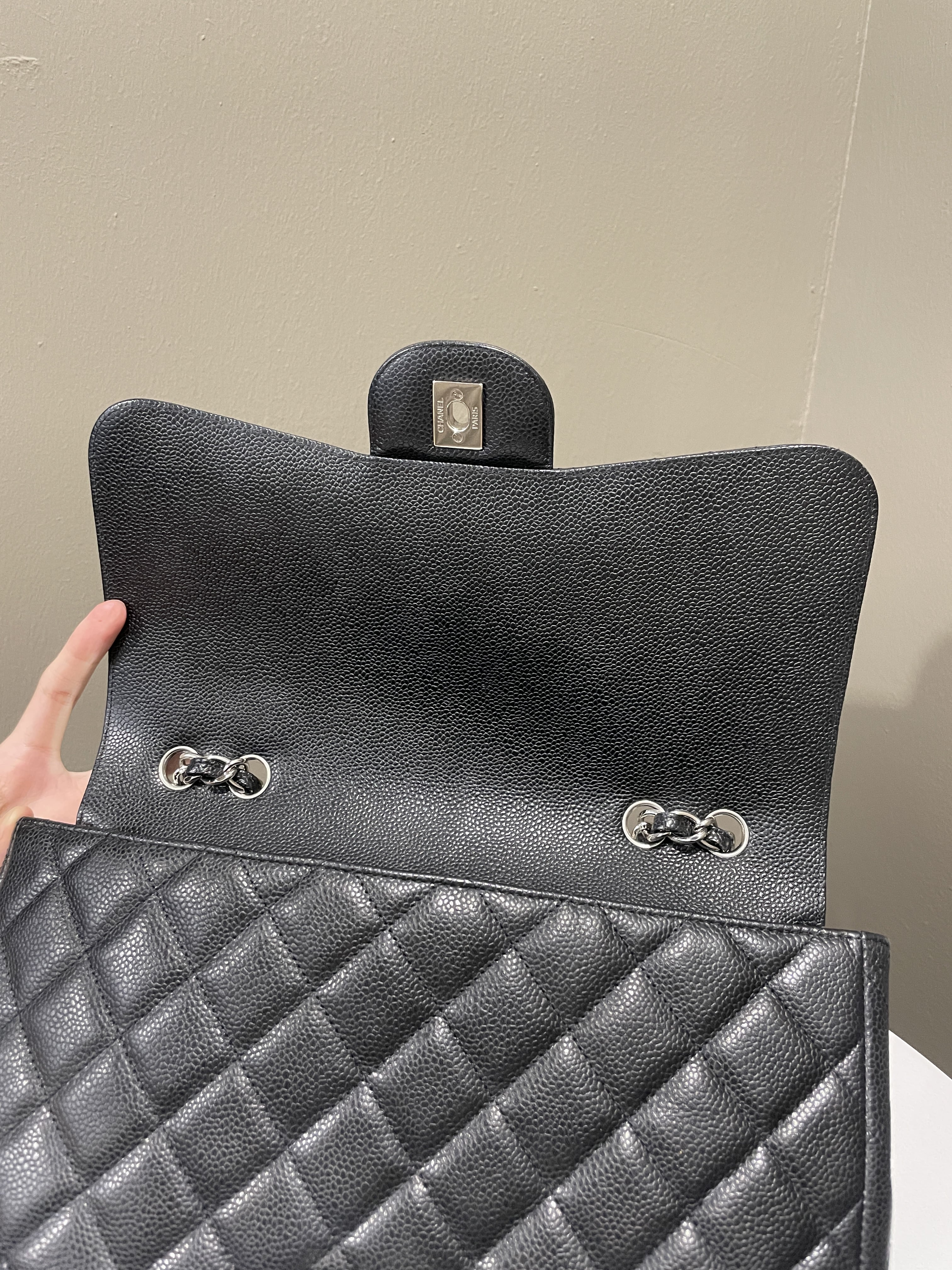 Chanel Classic Quilted Jumbo Single Flap Black Caviar