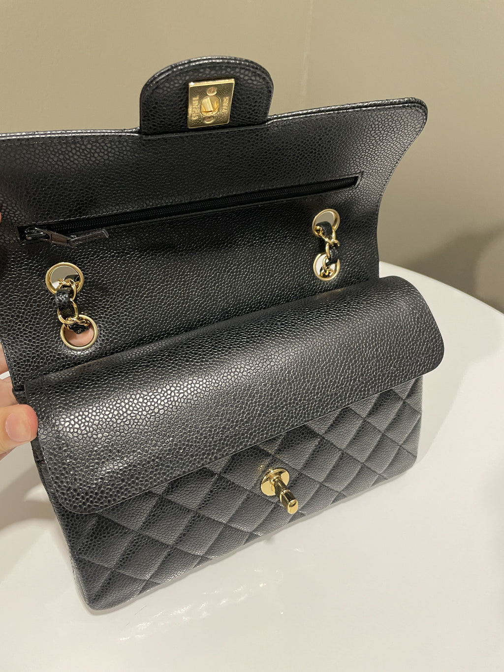 Chanel Classic Quilted Small Double Flap Black Caviar