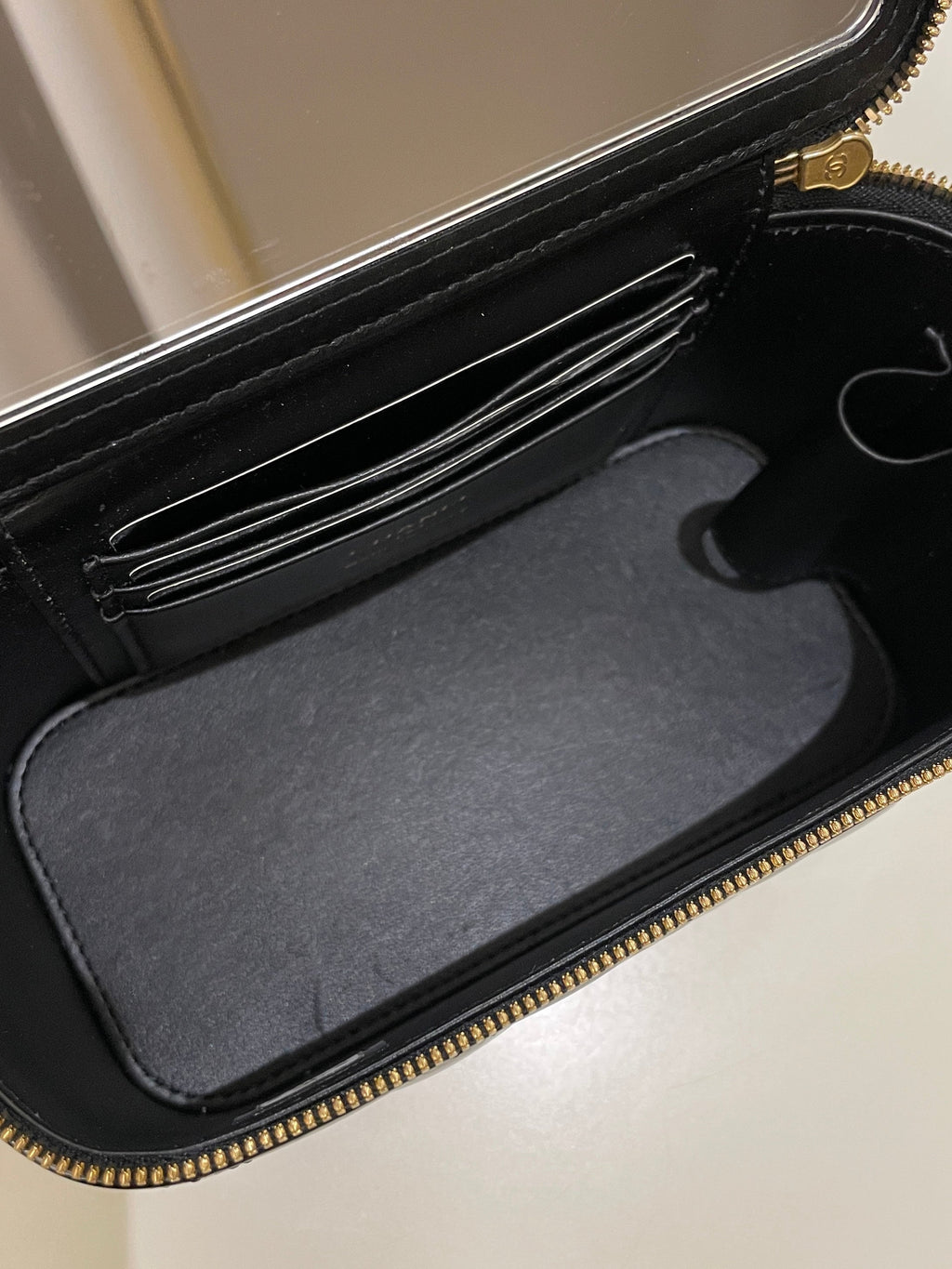Chanel Quilted Coco Mini Vanity Rectangular Black Patent